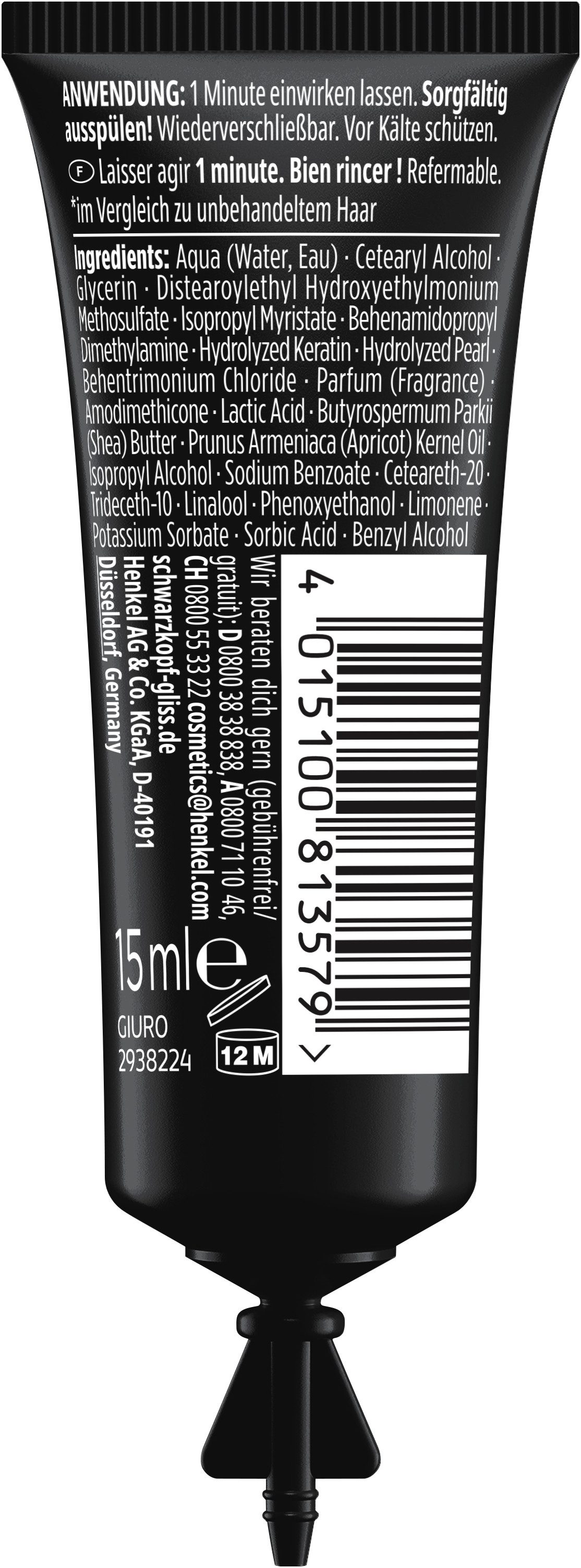 Gliss Haarkur SOS-Intensiv-Kur Ultimate Repair, 10x 15ml, Reise-SET, 10-tlg., Ideale Haarpflege auf Reisen