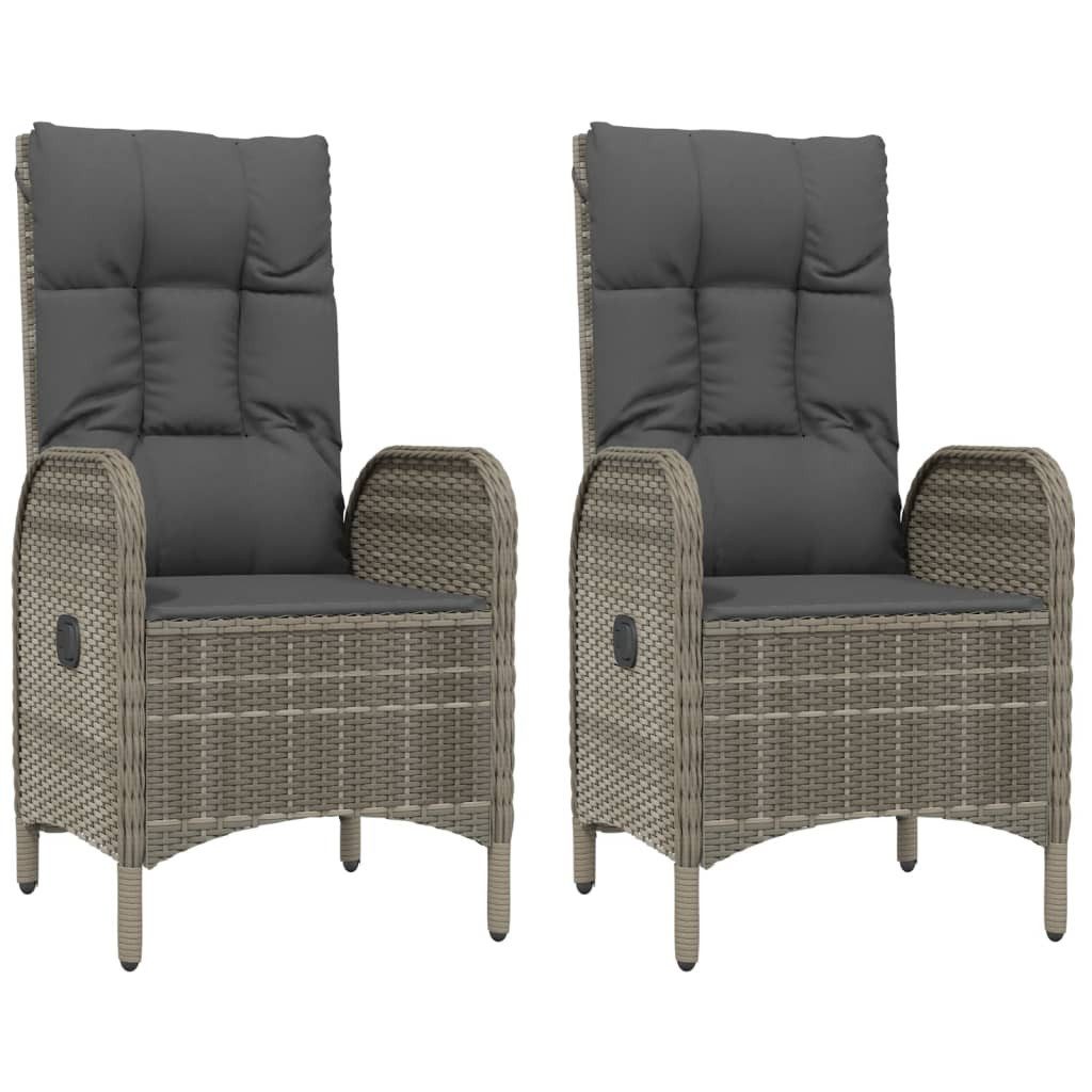 vidaXL Gartenstuhl, Outdoor Stühle 2 Stk. Poly Rattan Grau
