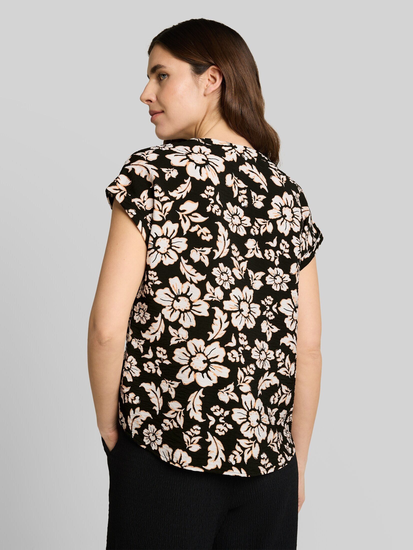TOM TAILOR Kurzarmbluse Blusen & Shirts Loose Fit Bluse mit V-Ausschnitt