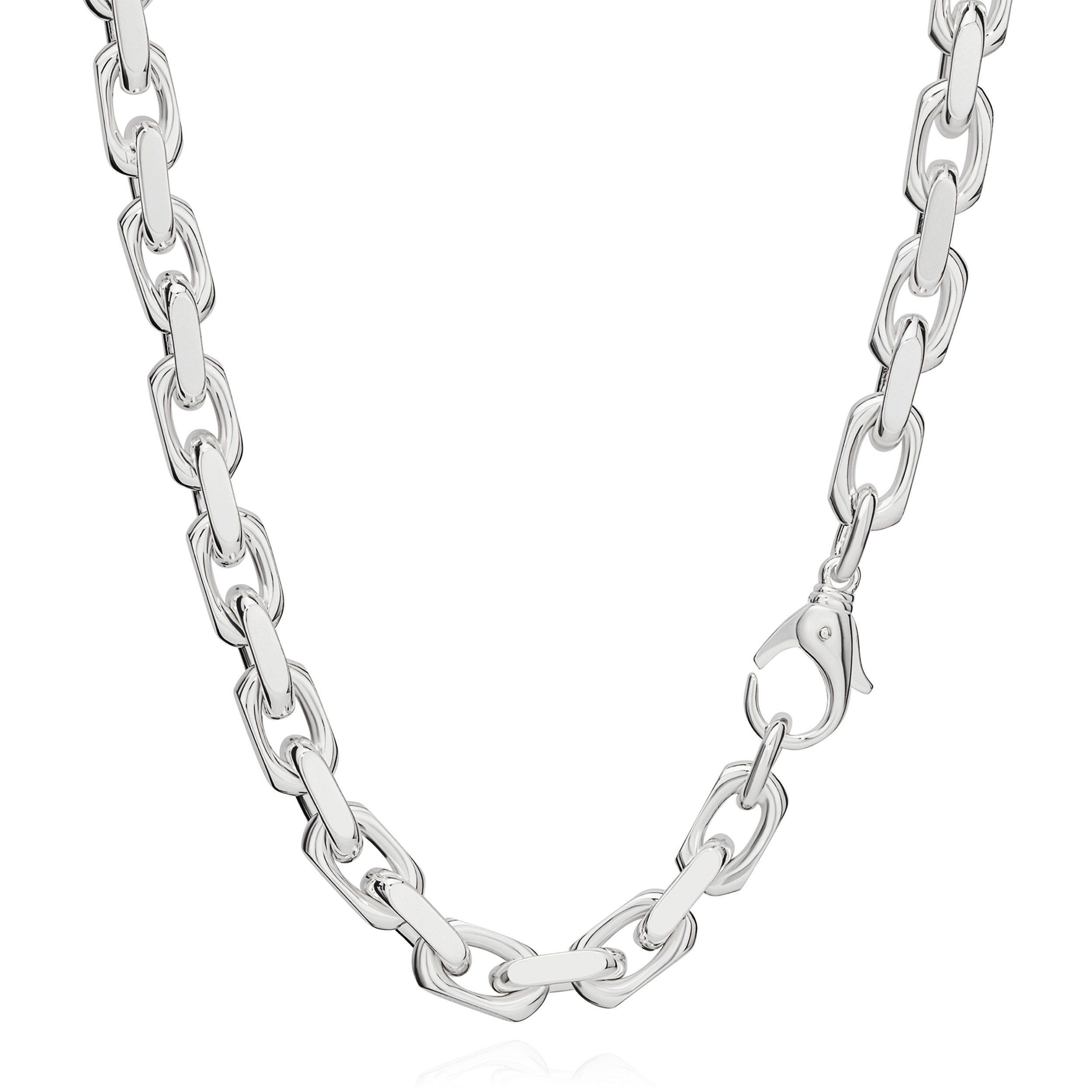 NKlaus Silberkette 60cm Ankerkette Halskette 925 Massiv Sterlingsilbe, Diamantiert