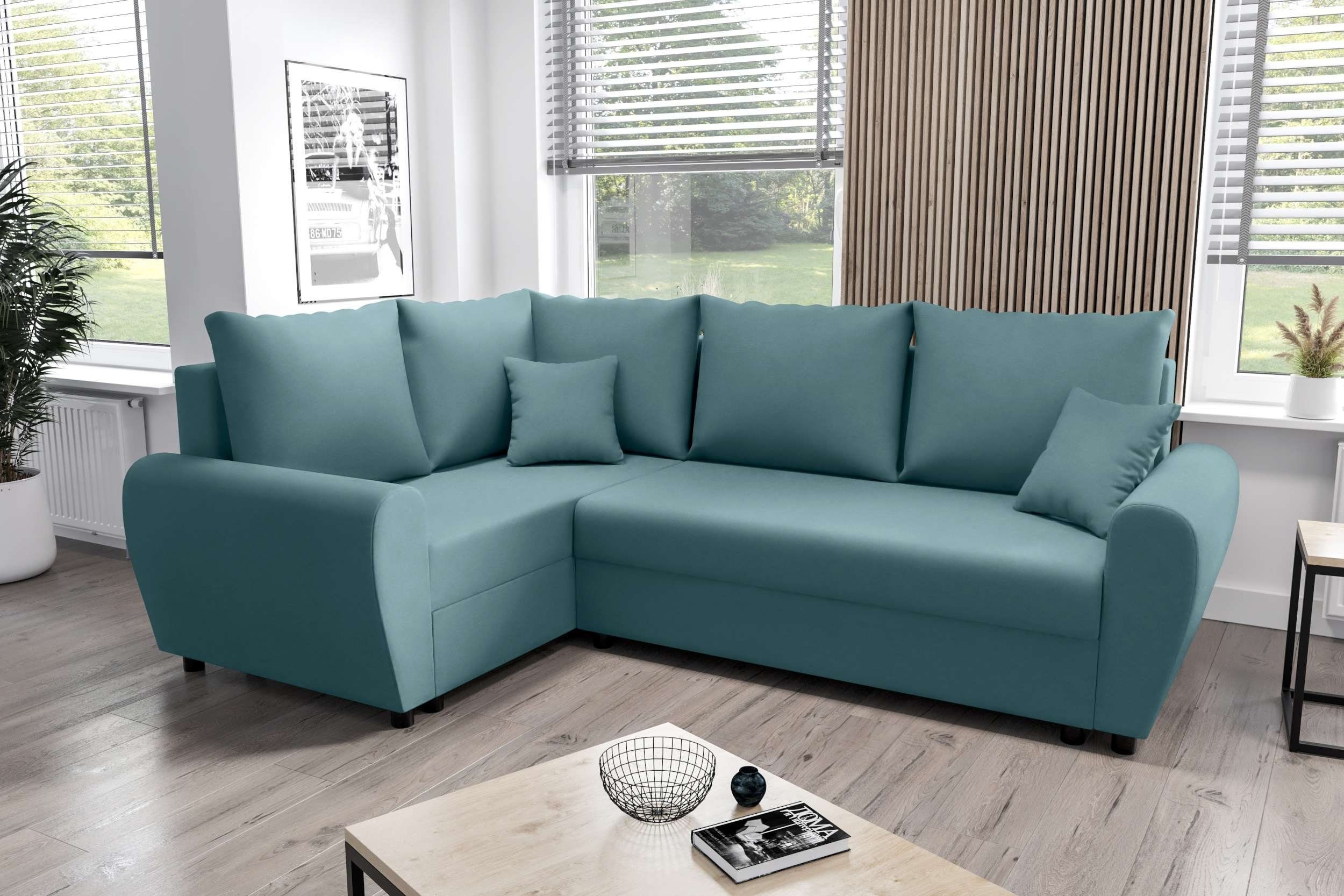 Stylefy Valence, Bettfunktion, Design mit Eckcouch, Bettkasten, Ecksofa mit Modern Sitzkomfort, Sofa, L-Form,