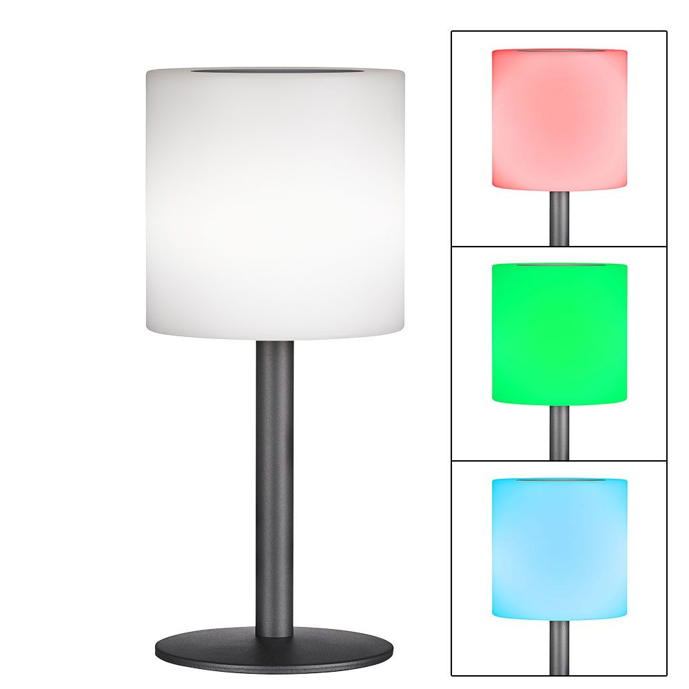 FISCHER & HONSEL LED Außen-Tischleuchte, LED-Leuchtmittel fest verbaut, Warmweiß, Außen Tischlampe Solarleuchte dimmbar Fernbedienung RGB LED H 30 cm