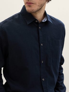 TOM TAILOR Langarmhemd Regular Fit Hemd mit Leinen