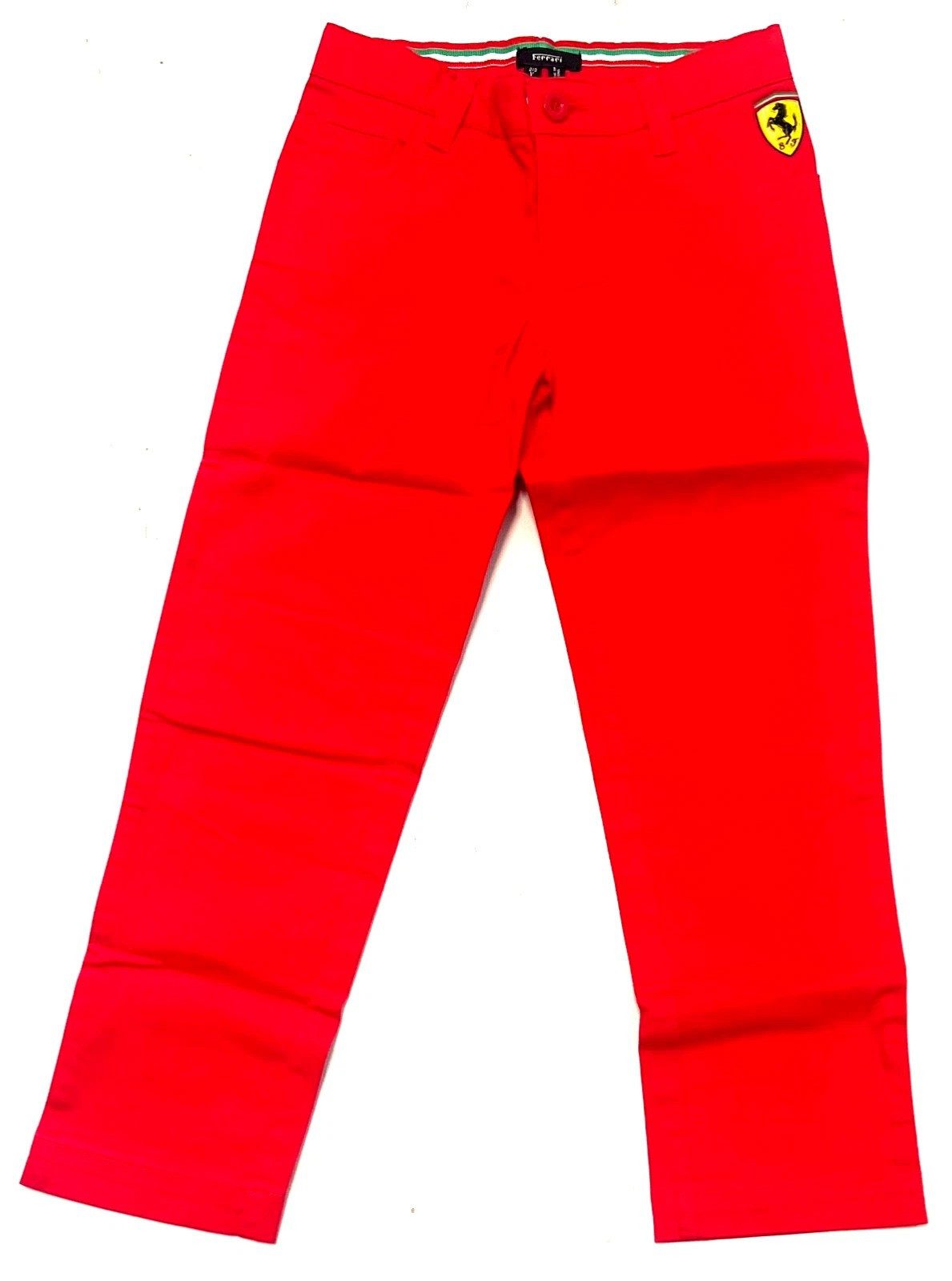 Ferrari 5-Pocket-Hose Ferrari Kinder Hosen, FERRARI KID SF SCUDETTO LONG TROUSERS, Rot in Unifarbe, mit elastische Bund, Logo