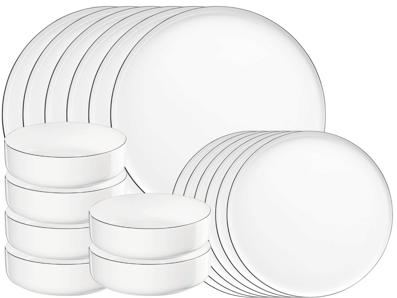 ASA SELECTION Geschirr-Set Selection à table ligne noire oco Starterset 18tlg, Fine Bone China