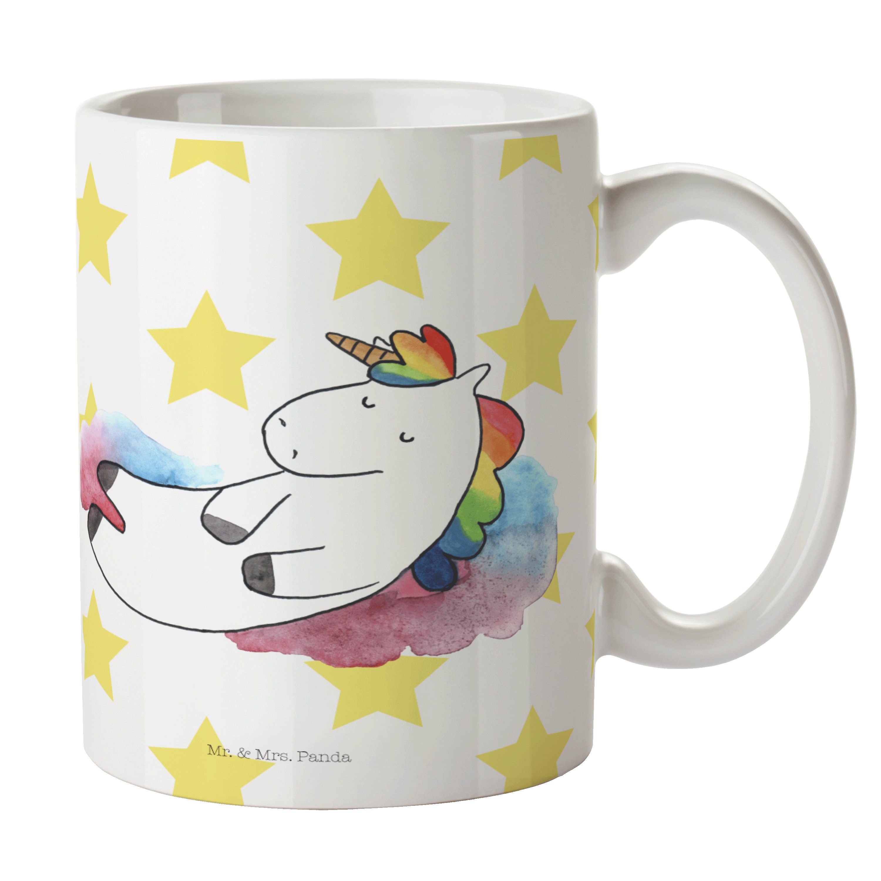 Mr. & Keramik Geschenk, Panda - Lächeln, 7 Kaffeetasse, Weiß Mrs. Kaff, Tasse Tasse, Wolke - Einhorn