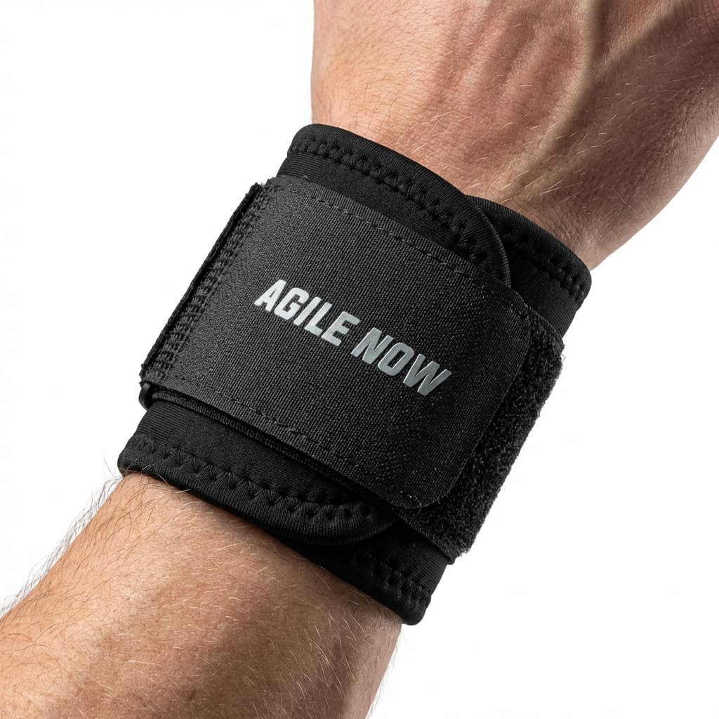AGILE NOW Handgelenkbandage Advanced, Stabilisiert & Entlastet, flexible Kompression (Hochwertiges und Atmungsaktives Material, Ideal für Fitness, Tennis, Golf oder den Alltag), Atmungsaktiv & Rutschfest