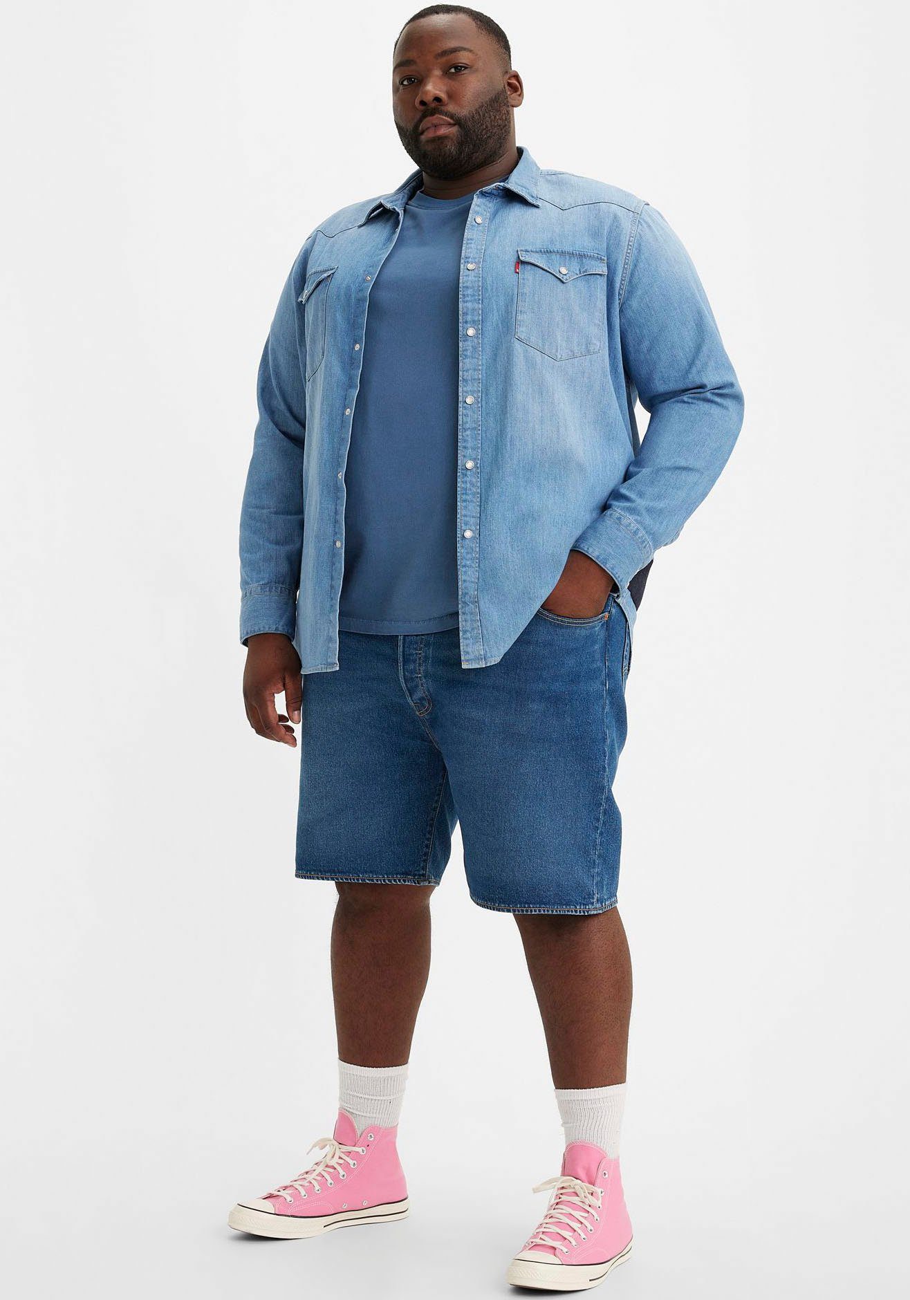 dark blue mit denim Jeansbermudas 501 Plus HEMMED Levi's® Stretchanteil SHORTS