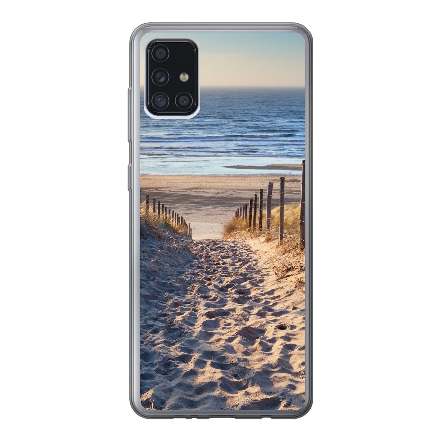 MuchoWow Handyhülle für Samsung Galaxy A52 5G Strand - Meer - Niederlande - Dünen - Sonne, Smartphone-Bumper, Print, Handy Schutzhülle Dünn