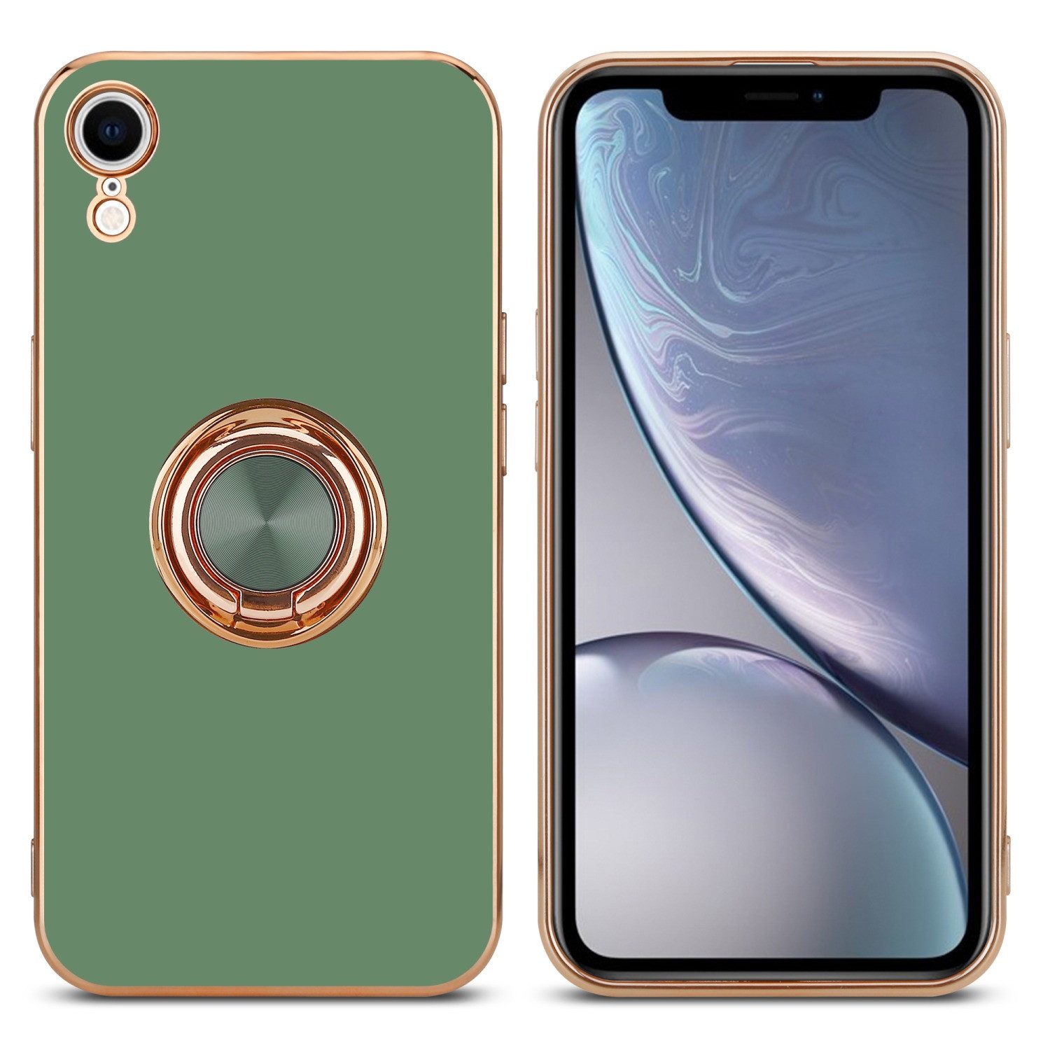 Cadorabo Handyhülle für iPhone XR Hülle Apple iPhone XR, Schutzhülle - TPU Silikon Hülle - mit Kameraschutz und Ring