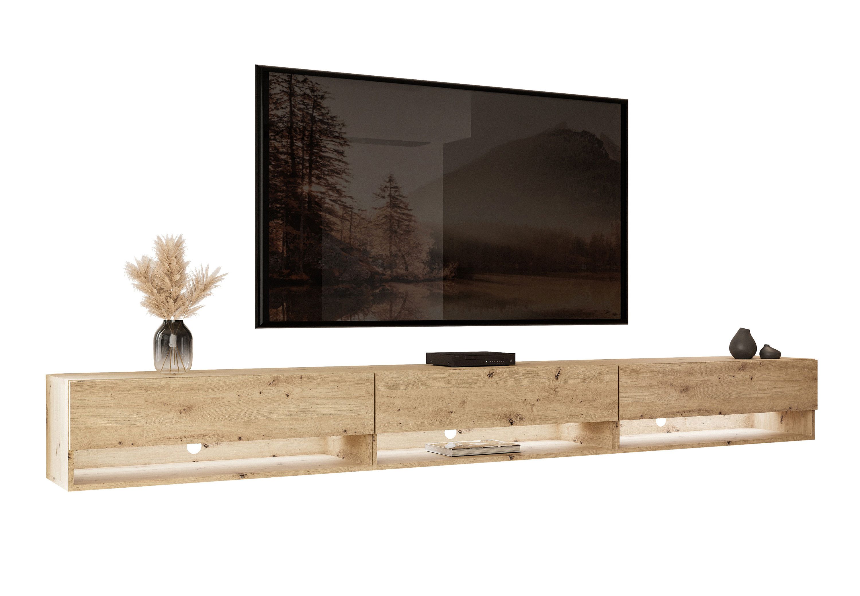Lookway Lowboard CALANTE LOFT 270 cm RTV Hängeschrank mit LED-Beleuchtung