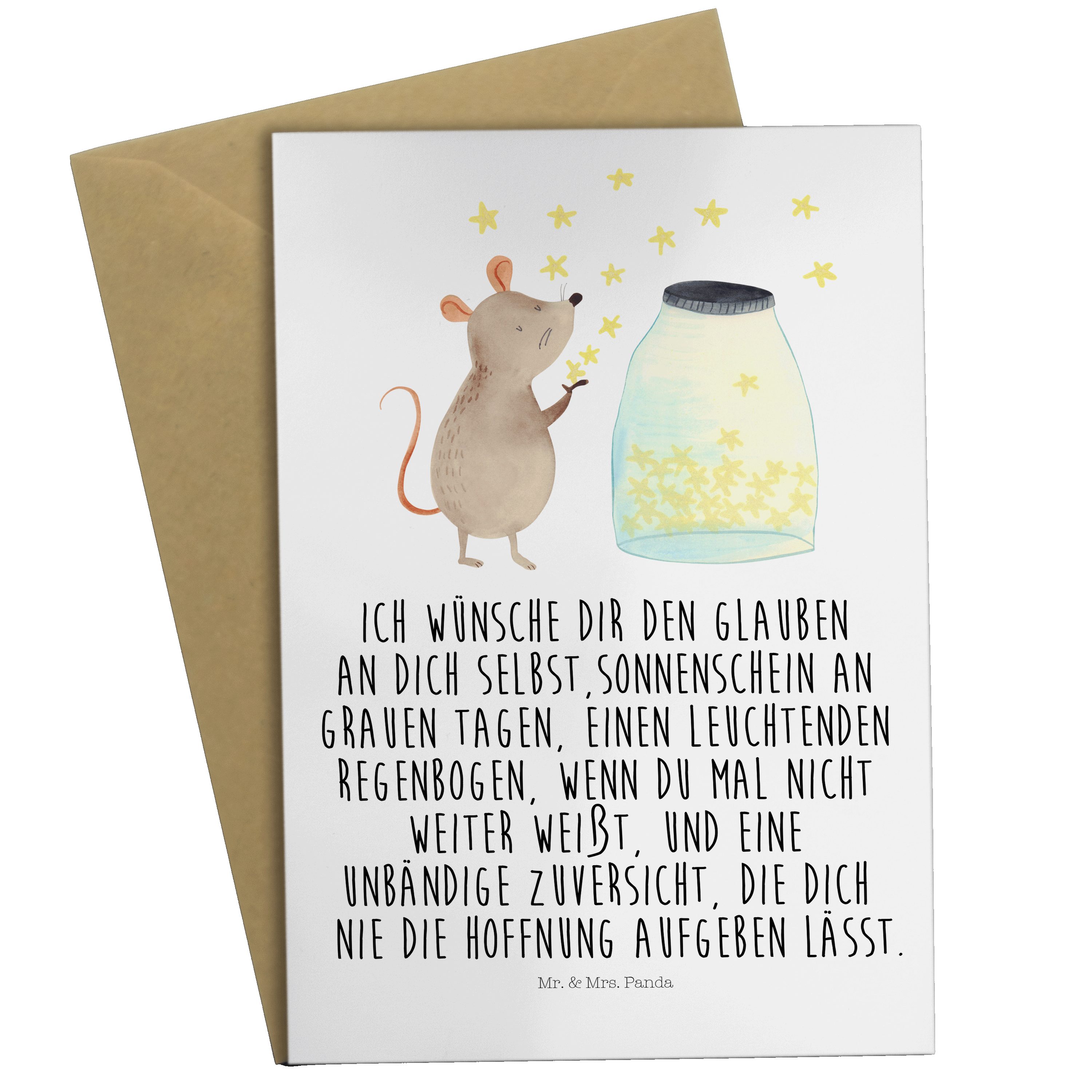Mr. & Mrs. Panda Grußkarte Maus Sterne - Weiß - Geschenk, Klappkarte, Karte, Schwangerschaft, Ei