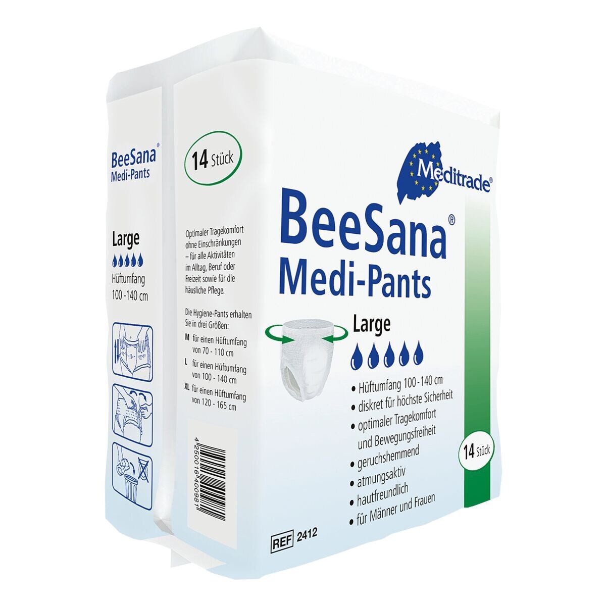 MediTrade Inkontinenz-Pants BeeSana®, M Gr., 14-St., für Frauen & Männer