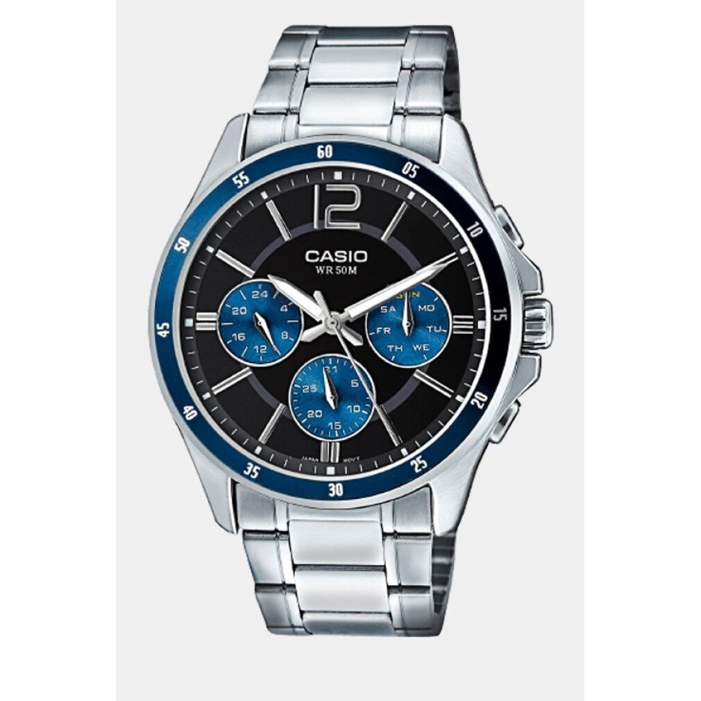 Luxusuhr Herren Analog Quarz Uhr mit Edelstahl Armband MTP-1374D-2A