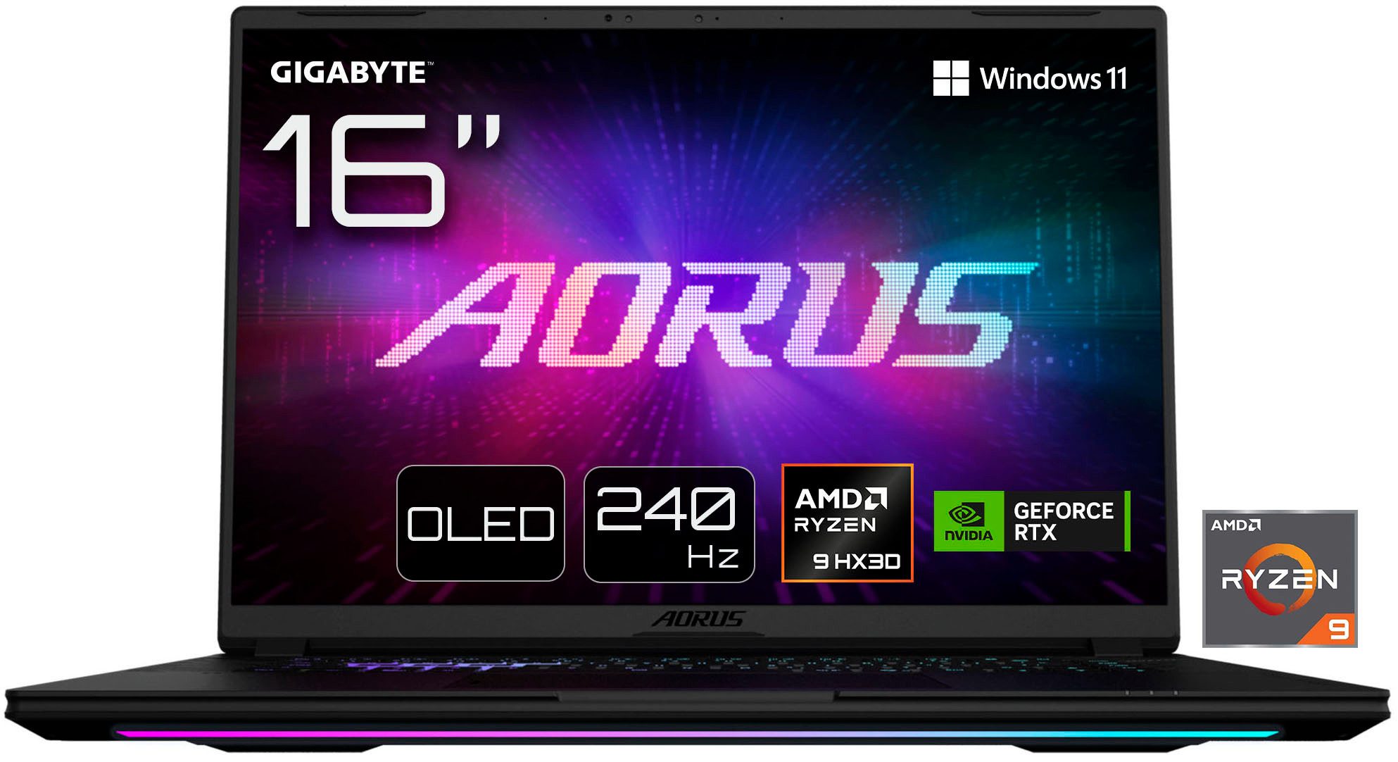 Gigabyte AORUS MASTER 16 6YJM5DEE65SP Gaming-Notebook (40,6 cm/16 Zoll, AMD Ryzen 9 9955HX3D, GeForce RTX 5080, 32 GB, 1000 GB SSD)