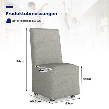 COSTWAY Polsterstuhl, mit Rollen & abnehmbarem Bezug, 47x60,5x98cm, grau