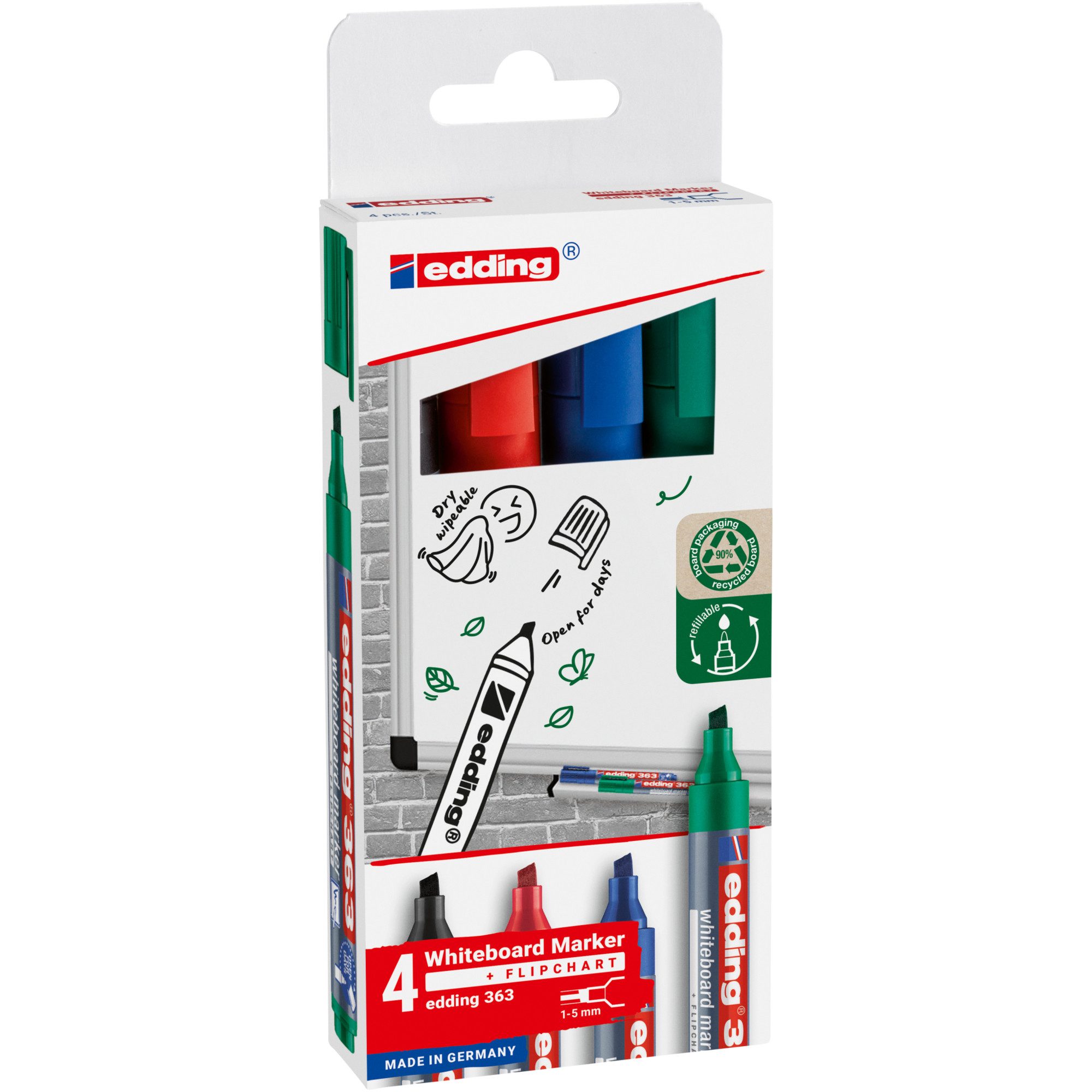 edding Whiteboard Marker Whiteboardmarker 4-363-4-2 1,5mm sortiert 4 Stück