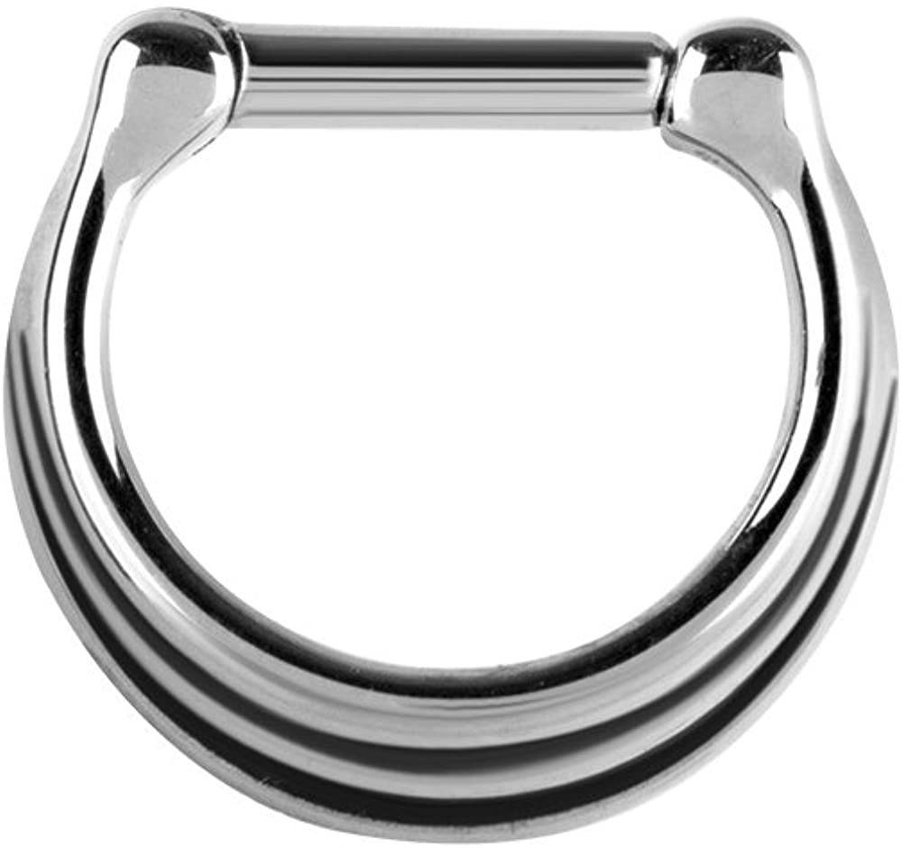 Karisma Piercing-Set Karisma Edelstahl 316L Septum Clicker 3 Ringe Concave Segment Sharnier Ring Ohrring Nase 1,2x8mm - Silber
