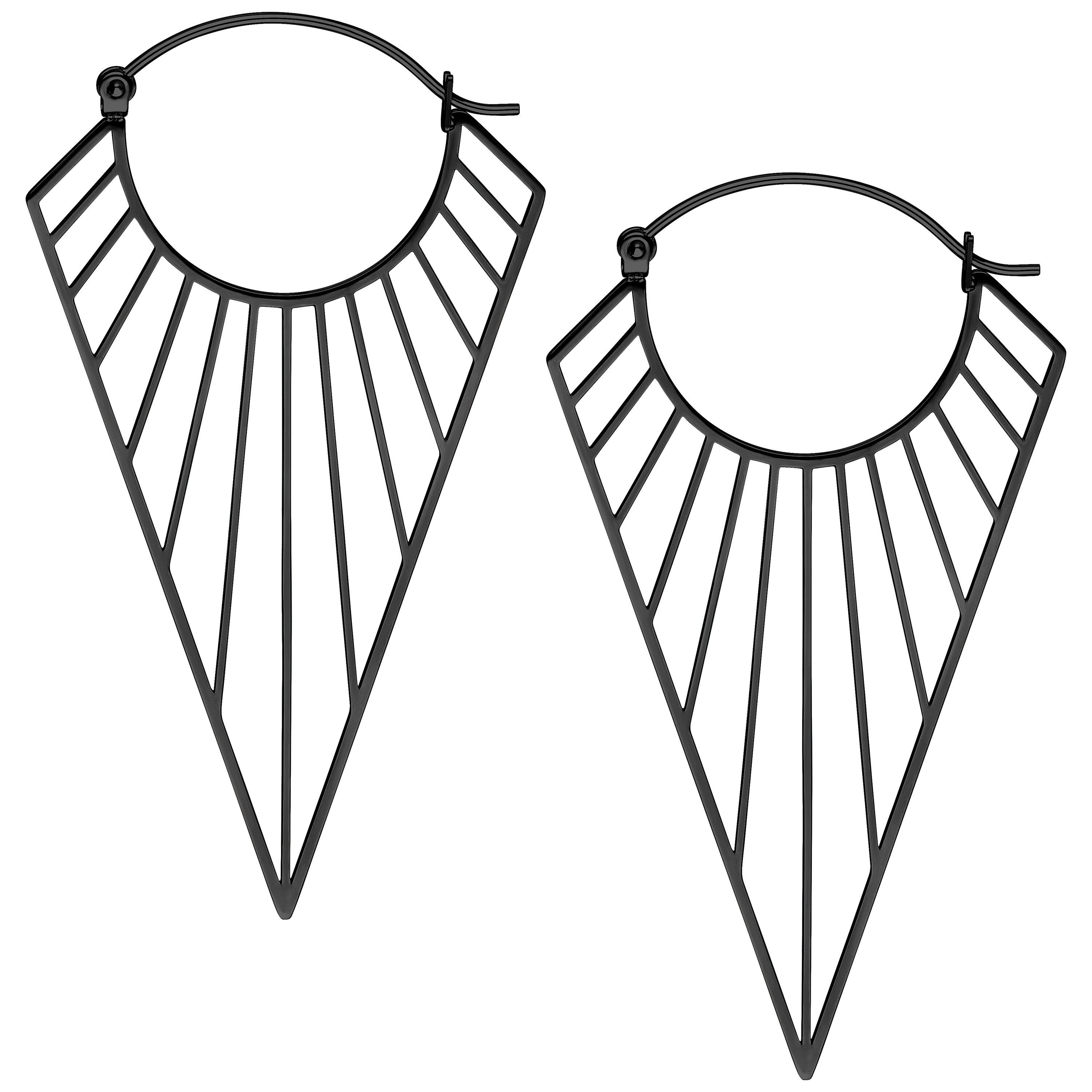 Paar Ohrhänger Prisma Hoops - Schwarz