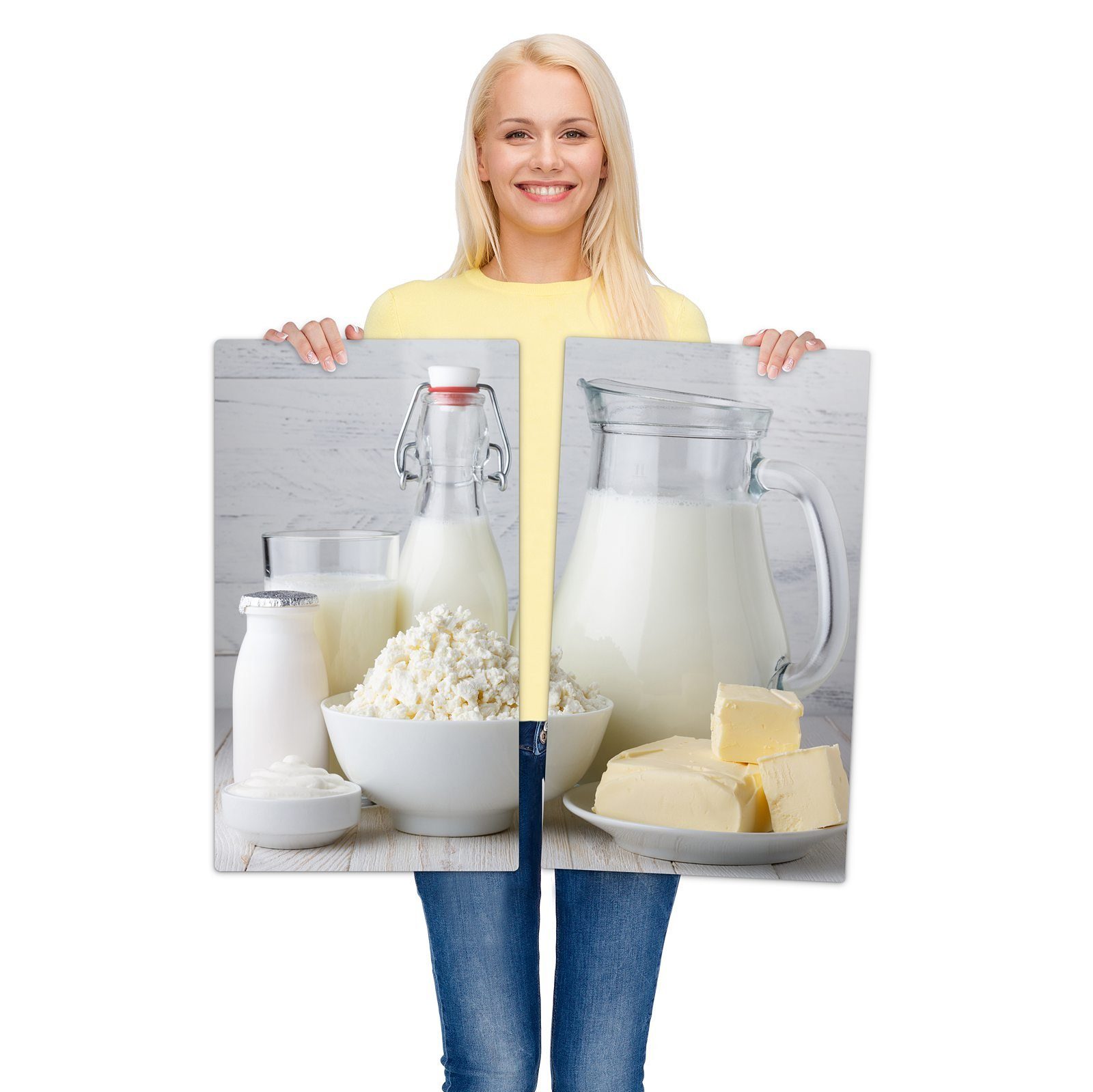 Milchprodukte, Spritzschutz tlg) Glas, verschiedene Primedeco (2 Herd-Abdeckplatte aus Glas Herdabdeckplatte