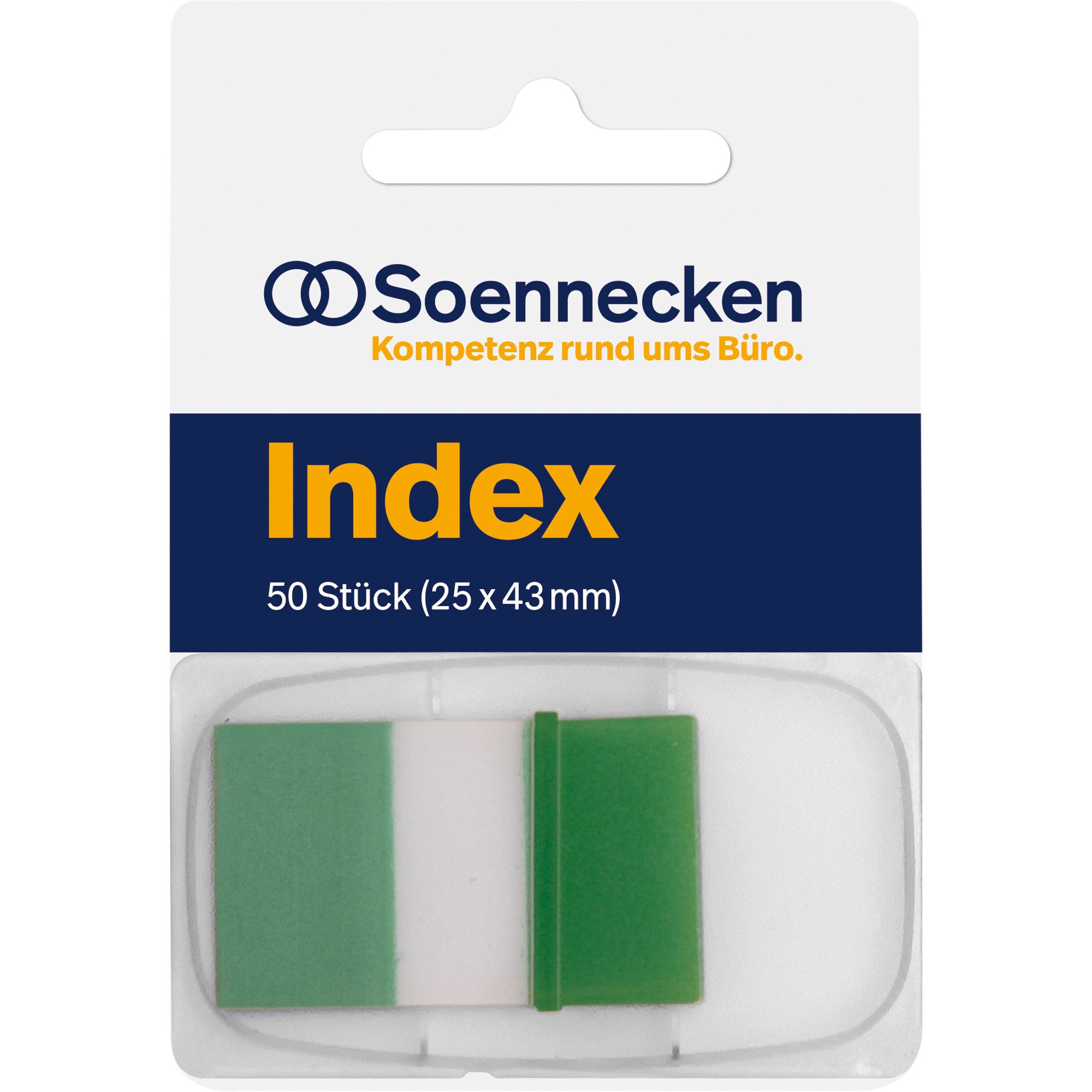 Soennecken Haftnotizblock Haftstreifen Index 5823 25x43mm 50 Streifen Spender grün