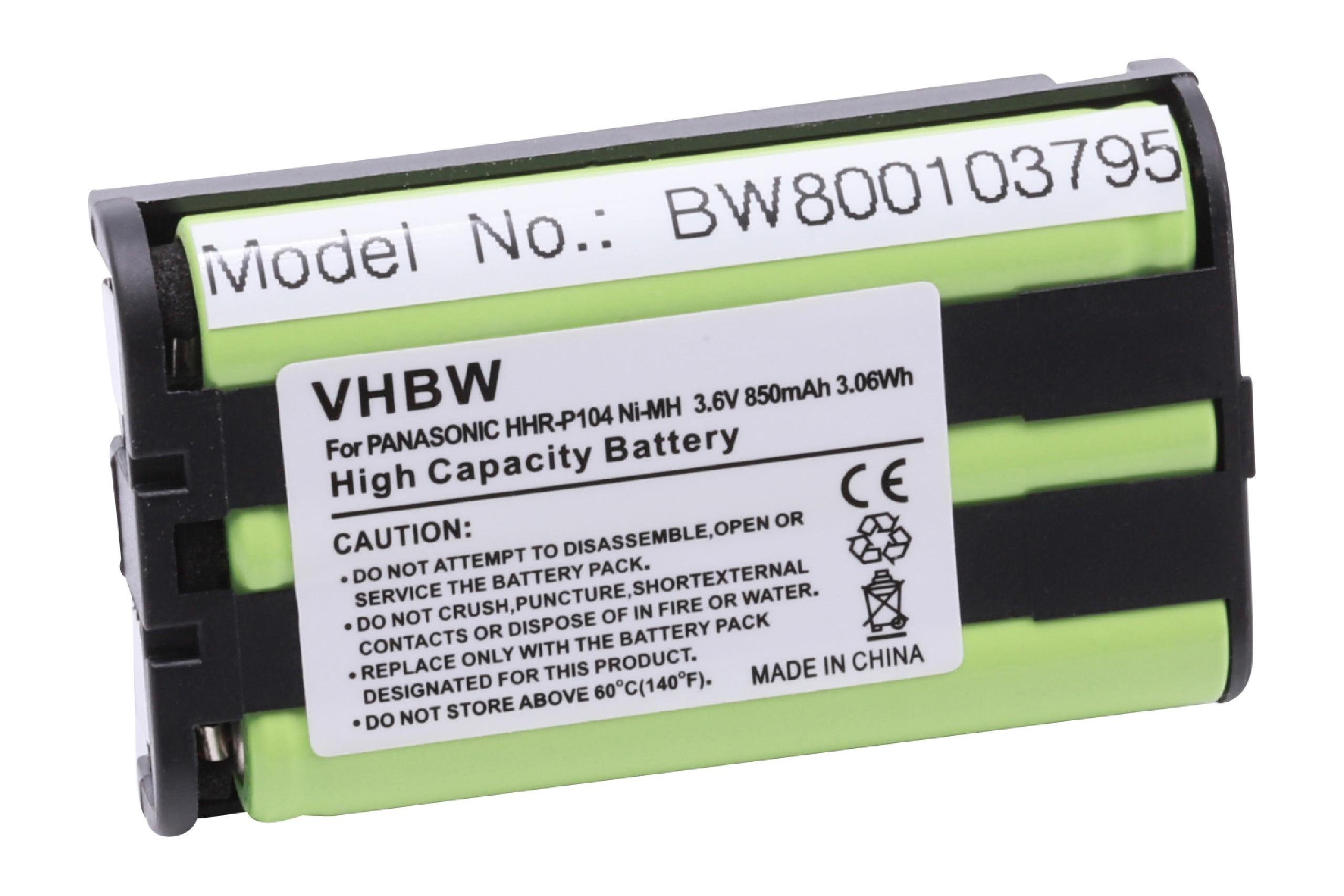 vhbw Akku passend für Panasonic KX-TG2313P, KX-TG2313W, KX-TG2314, KX-TG2314PK, KX-TG2314S Mobilfunk (850mAh, 3,6V, NiMH) 850 mAh