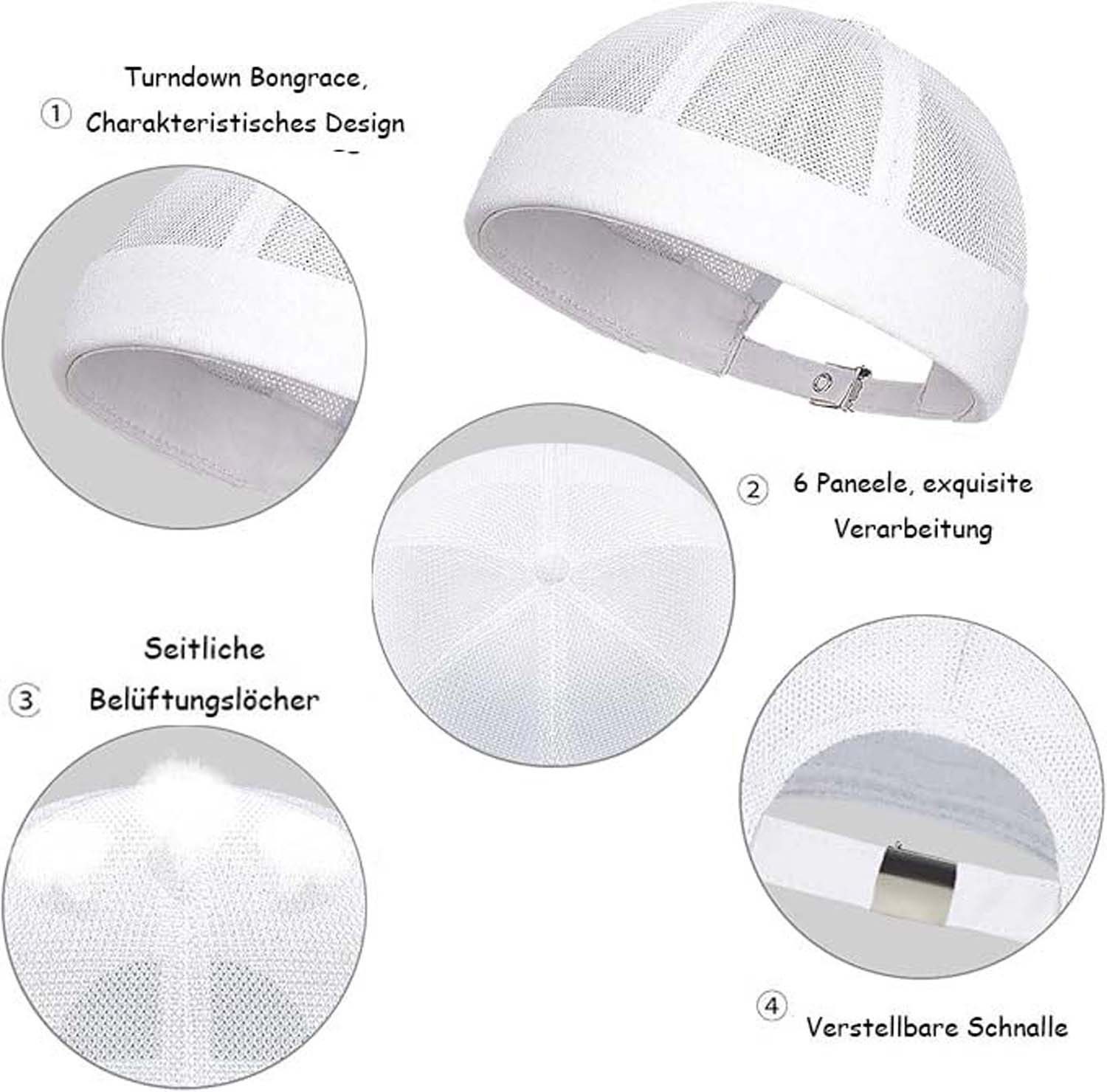 Zaewry Dockermütze Verstellbar Seemannsmütze UV-Schutz Dockermütze Sommer Hafenmütze