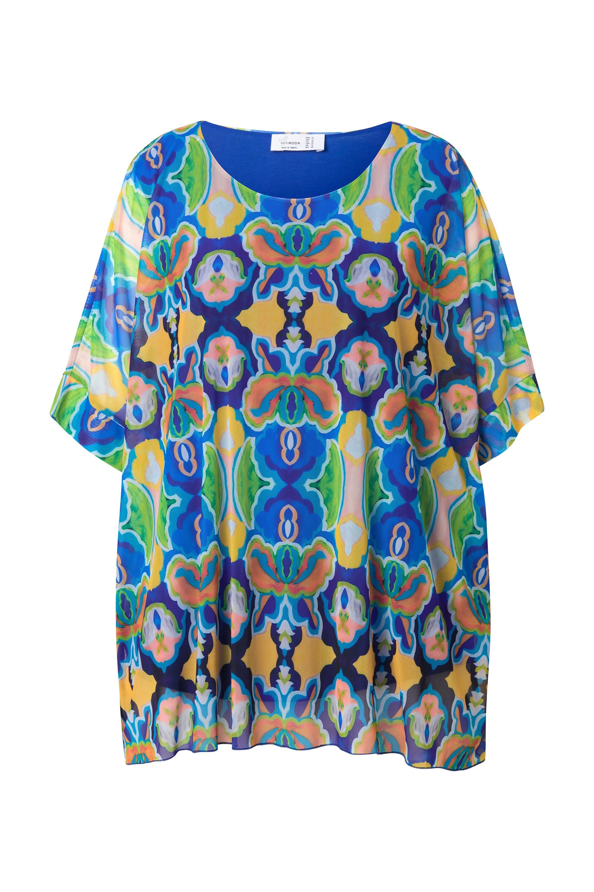 MIAMODA Druckbluse Mesh-Bluse oversized Alloverdruck blickdichtes Top günstig online kaufen