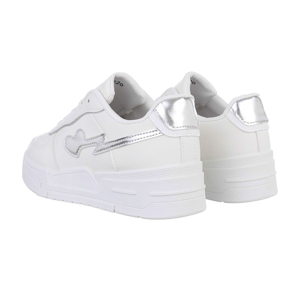 Ital-Design Damen Low-Top Freizeit Sneaker (86188027) Keilabsatz/Wedge Sneakers Low in Weiß