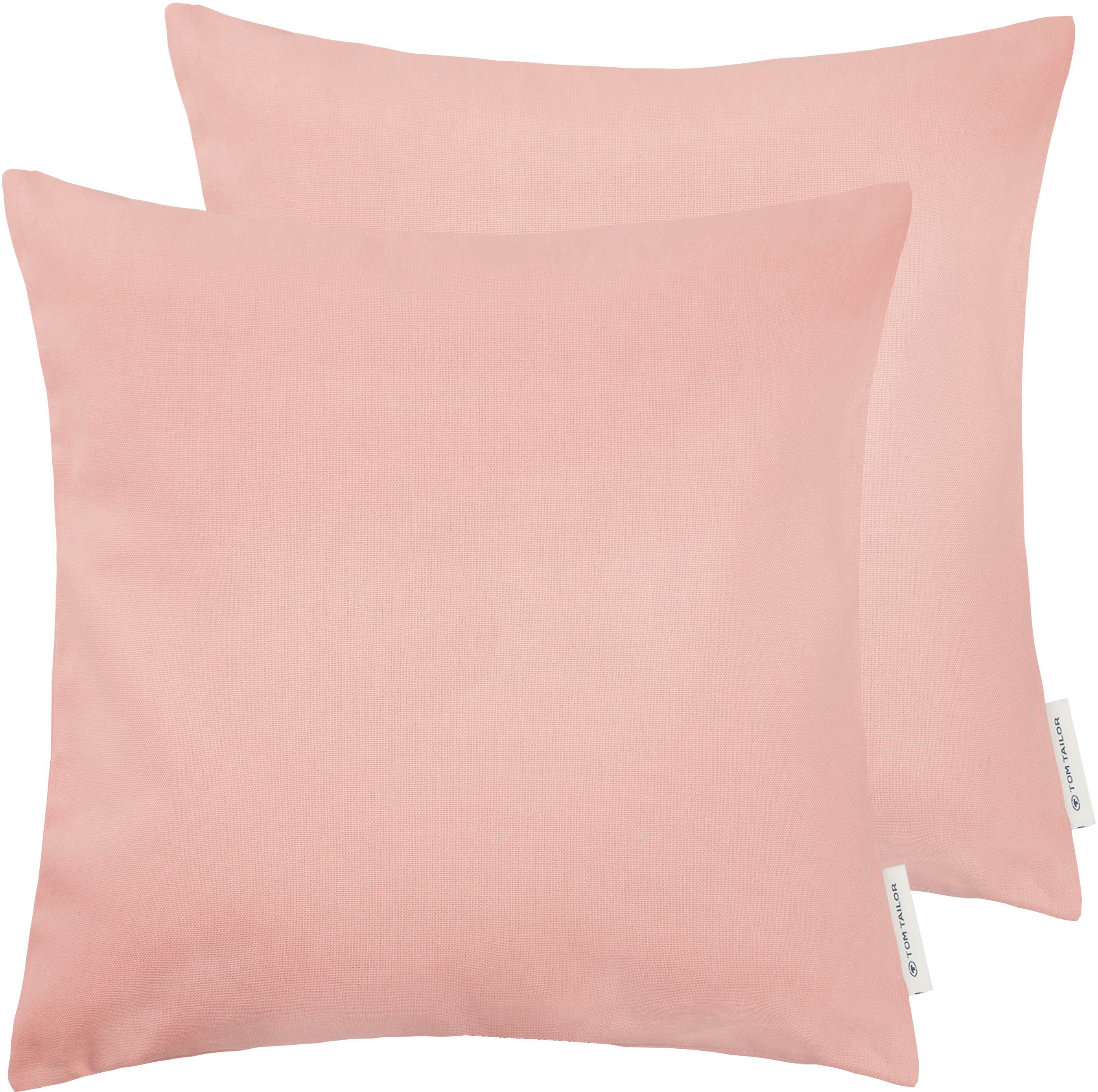 TOM TAILOR HOME Dekokissen Dove, unifarben, Kissenhüllen ohne Füllung, 2er Pack rosa