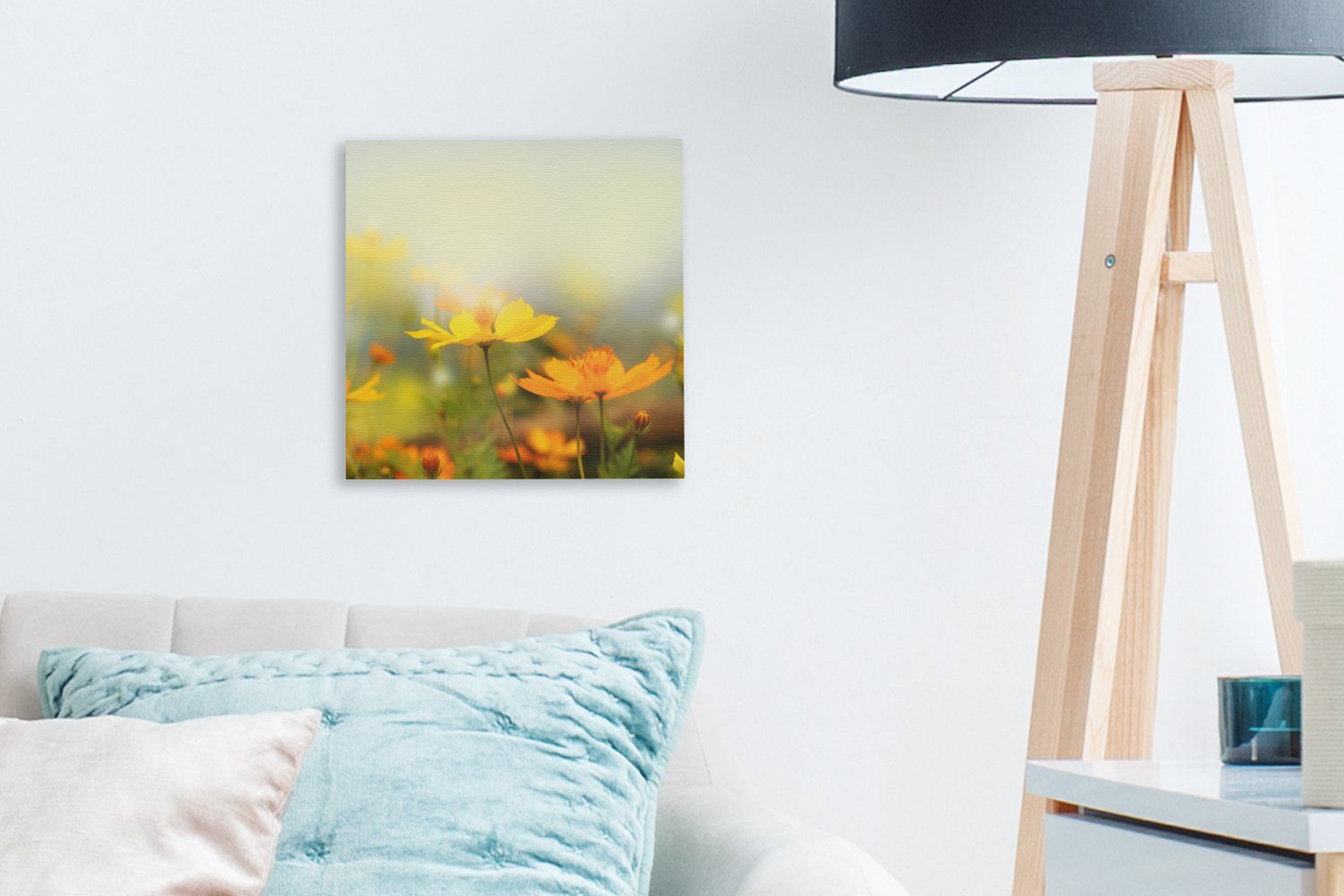 Landschaft Wohnzimmer für Gelb, Schlafzimmer St), Leinwandbild Blumen OneMillionCanvasses® - (1 Leinwand - Bilder