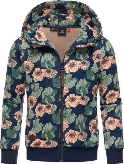 Ragwear Kapuzensweatjacke Agneska Freesia Stylische Mädchen Zip-Jacke mit Blumenmuster