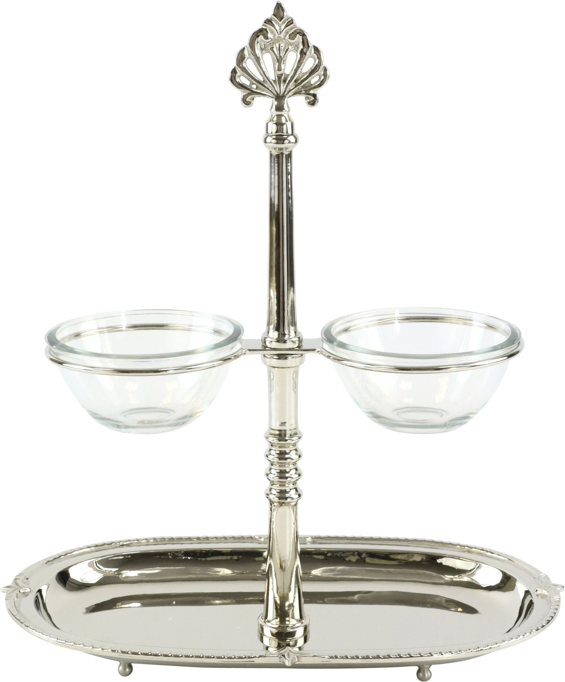 FURNARO Etagere Table, Glas, silberfarben, Glas, 29 x 16 x 34 cm