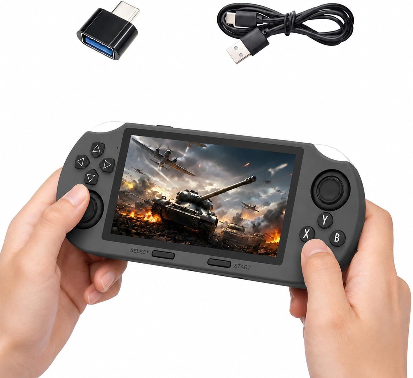 Athlix Tragbare Retro Handheld Videospielkonsole Linux 4,5 Zoll 64GB, für Spiele, Video- und Musikwiedergabe