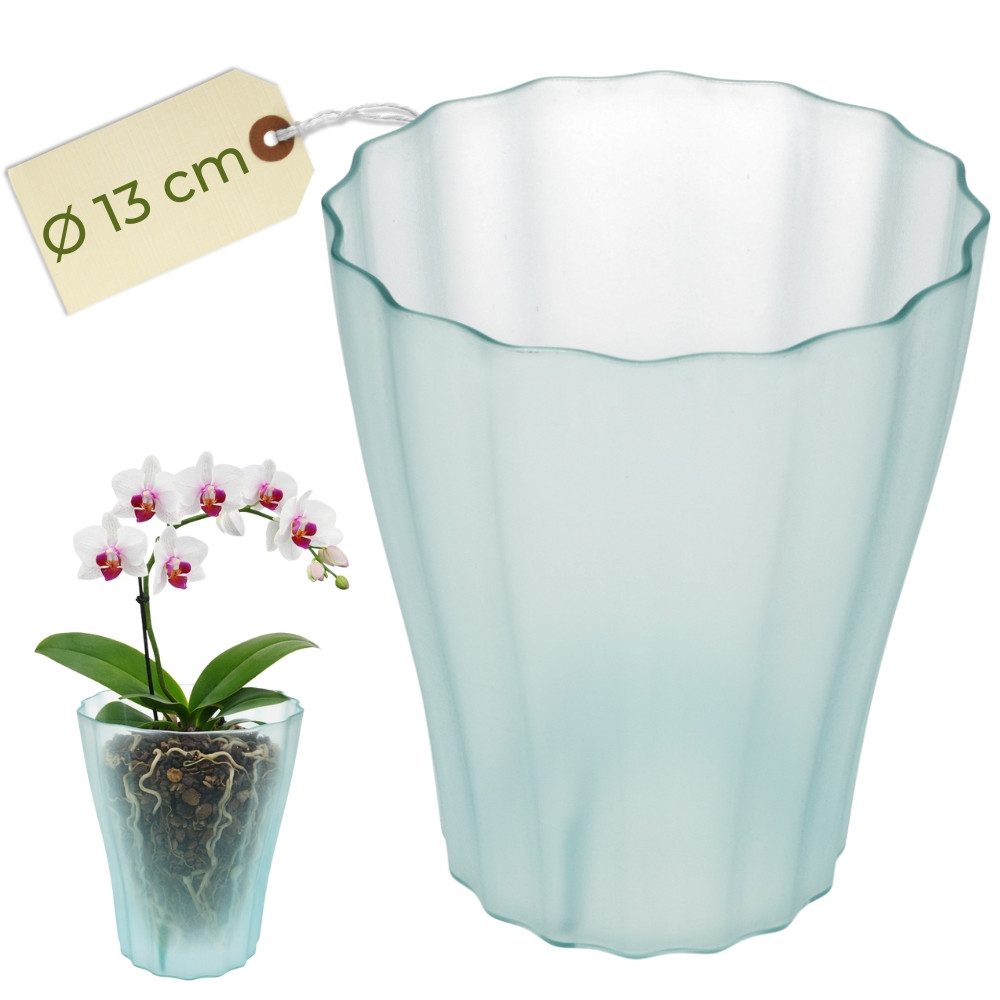 GarPet Blumentopf Orchideentopf Transparent Orchideen Übertopf Kunststoff Stufenboden