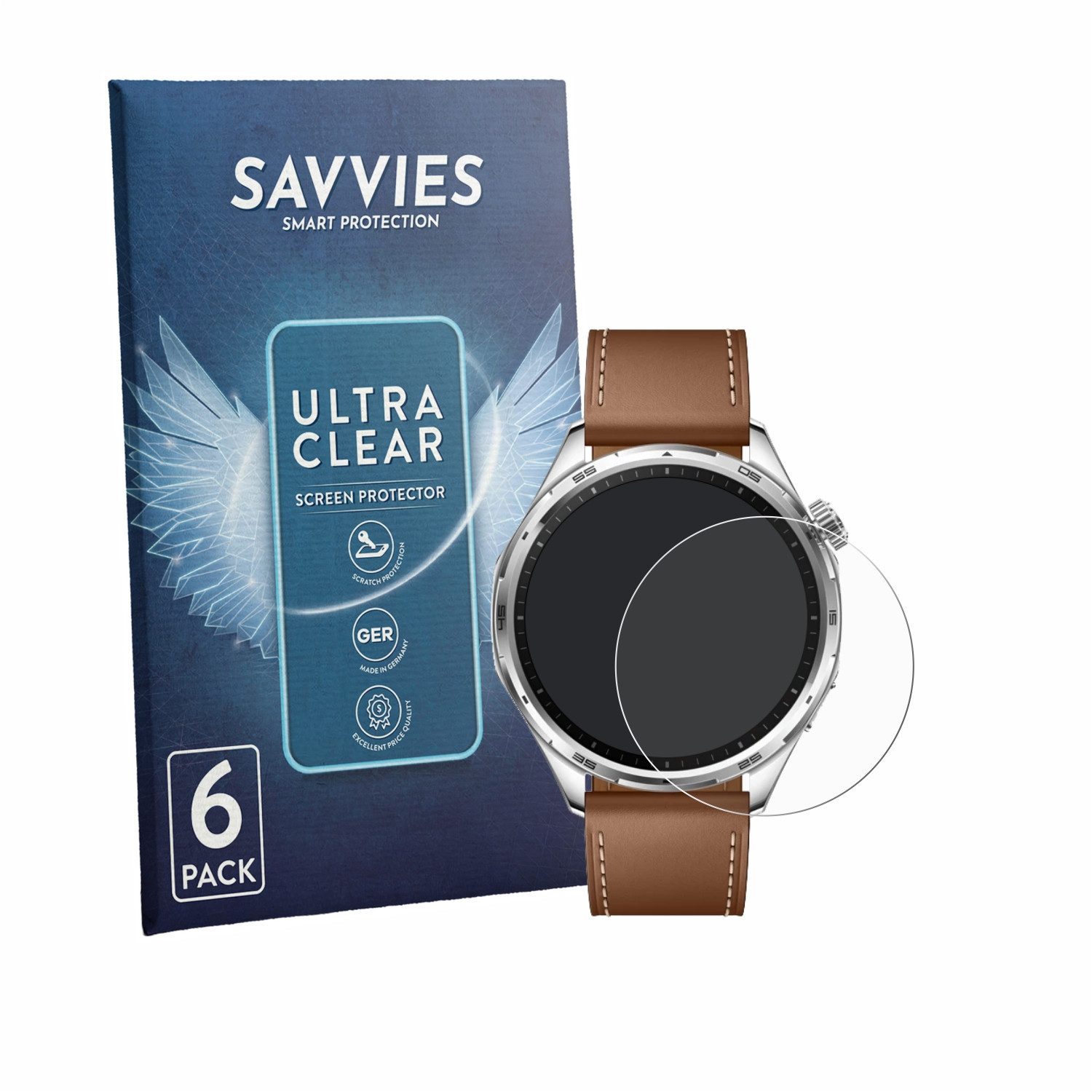 Savvies Displayschutzfolie Schutzfolie für Honor Watch 6, 6 Stück, Displayschutz Schutz Folie Klar Transparent