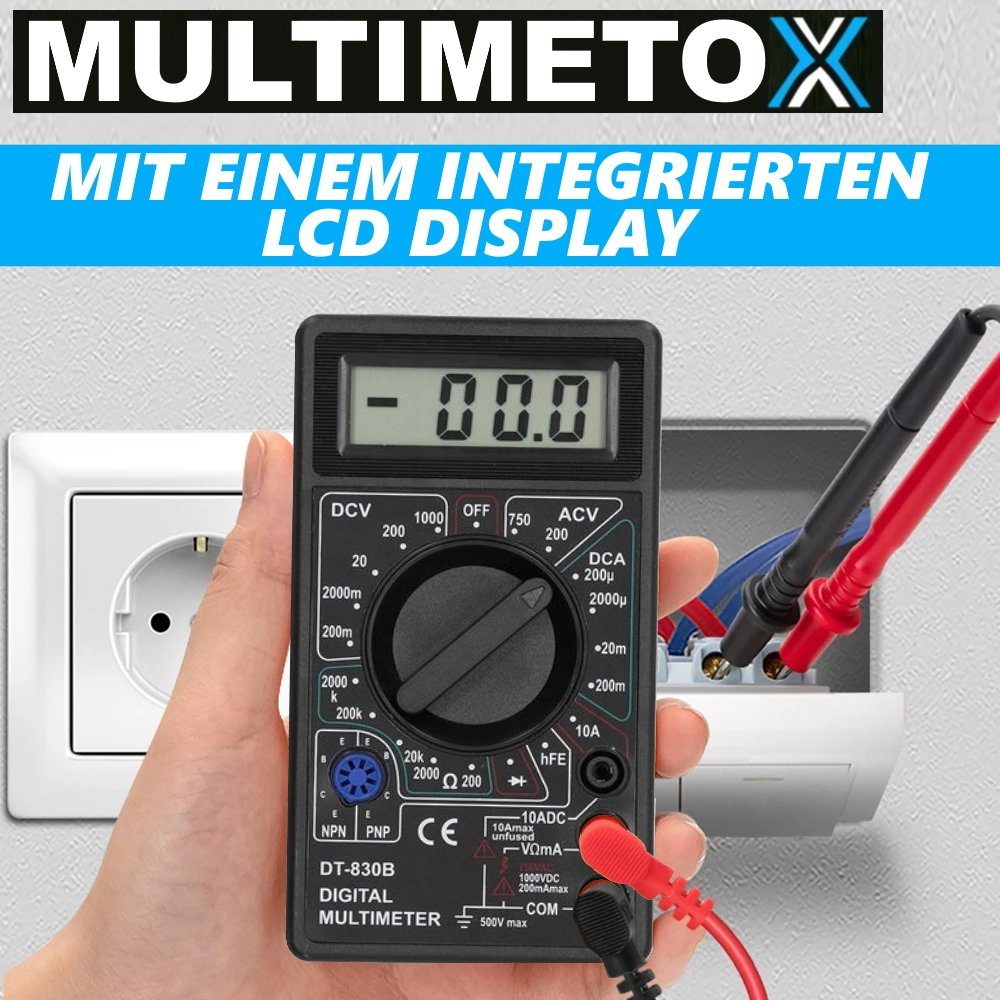 Volt Tragbares LCD Multimeter Voltmeter, Digital), Ohmmeter Digital elektronisches Tester Stromprüfer Spannungstester MULTIMETOX Digitales Strommessgerät Multimeter Amperemeter (Spannungsmesser Messgerät MAVURA