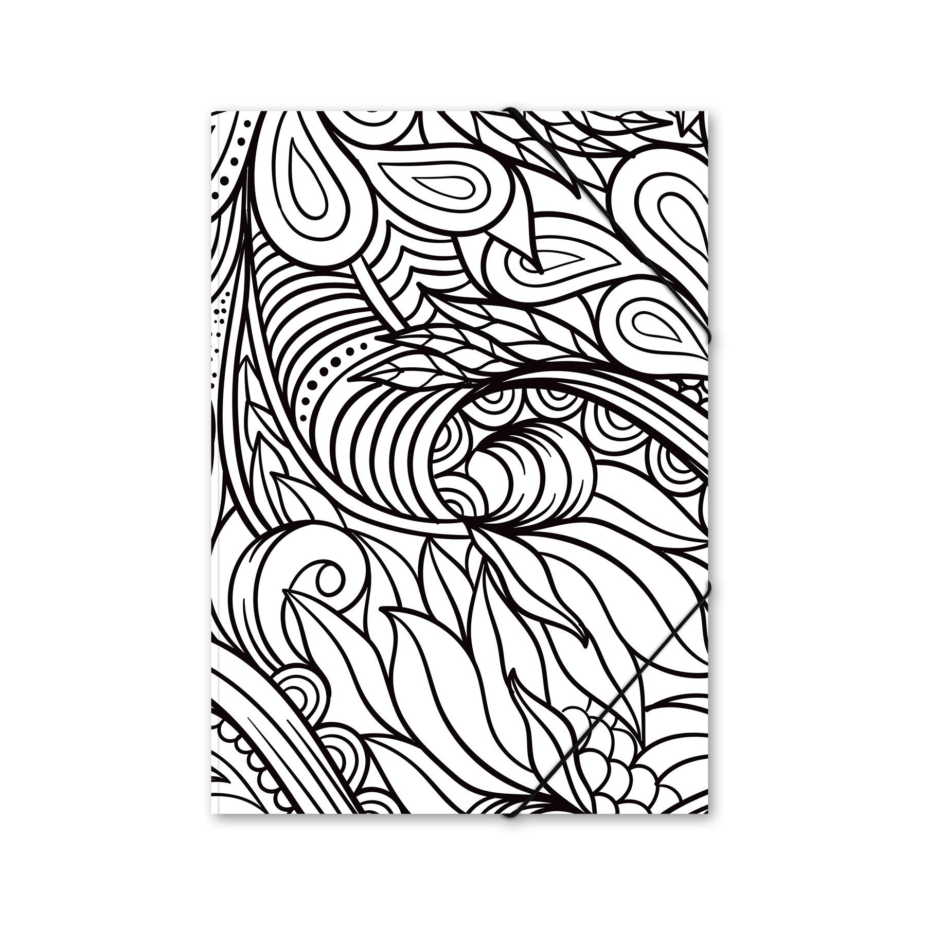 itenga Organisationsmappe itenga Gummizugmappe Sammelmappe Zeichenmappe A4 Motiv LineArt Schwarz