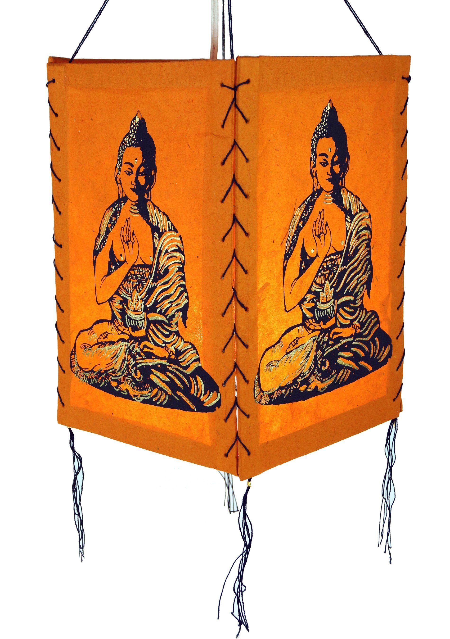 Guru-Shop Deckenleuchten Lokta Papier Hänge Lampenschirm, Deckenleuchte.., Leuchtmittel nicht inklusive Buddha 1 orange