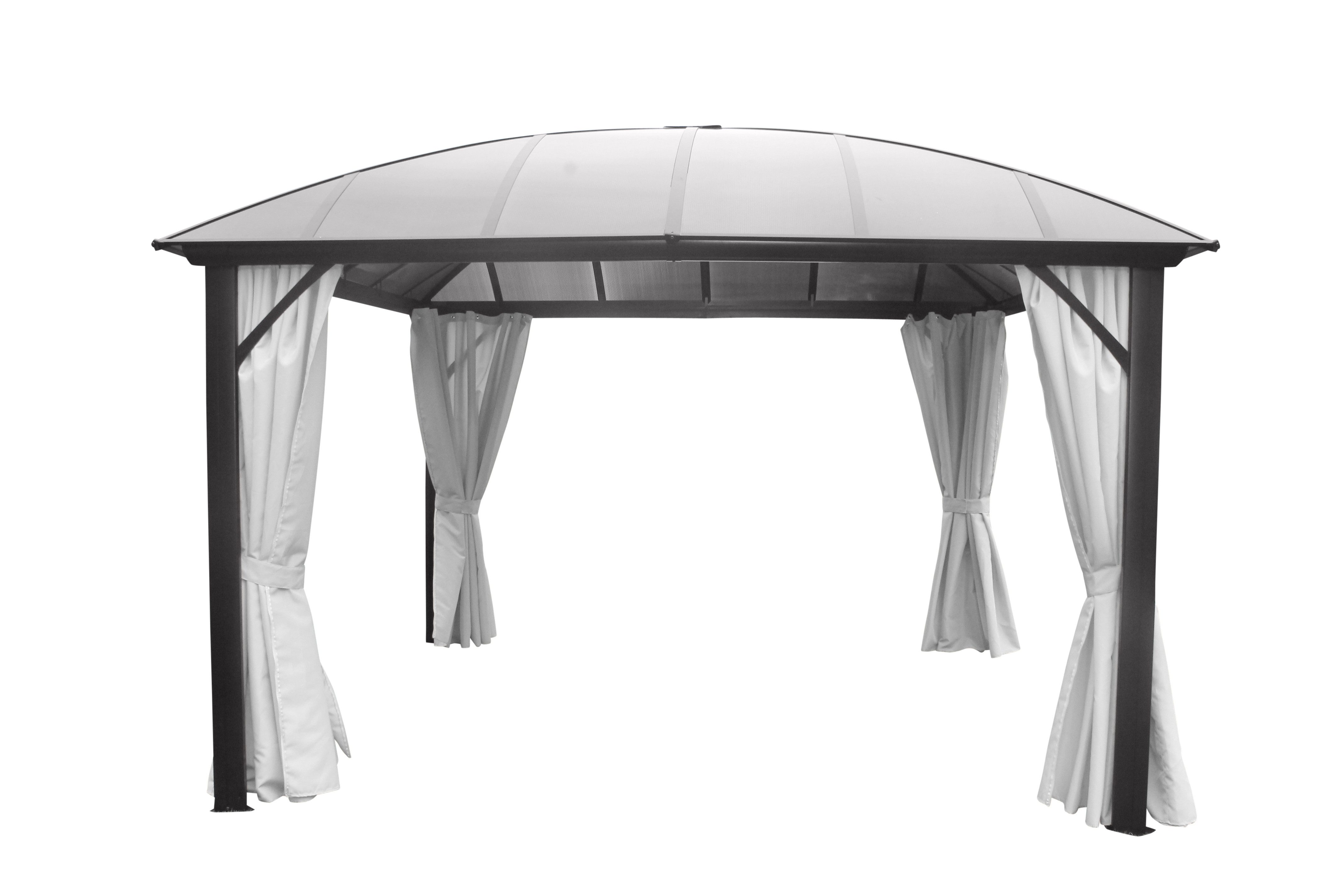 Leco Pavillon Kuppeldachpavillon mit Stegplatten 3,65x3,65 m, mit 4 Seitenteilen, 365x365cm