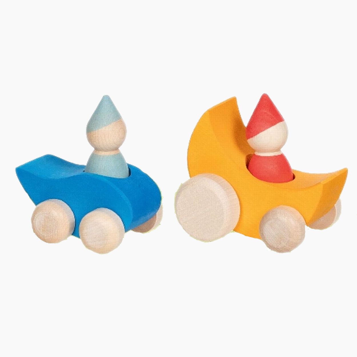 goki Greifspielzeug Greiffahrzeuge Tröpfchen und Mondfahrt 2er Set (spar-packung, 4-tlg), für ein angenehmes Spielgefühl