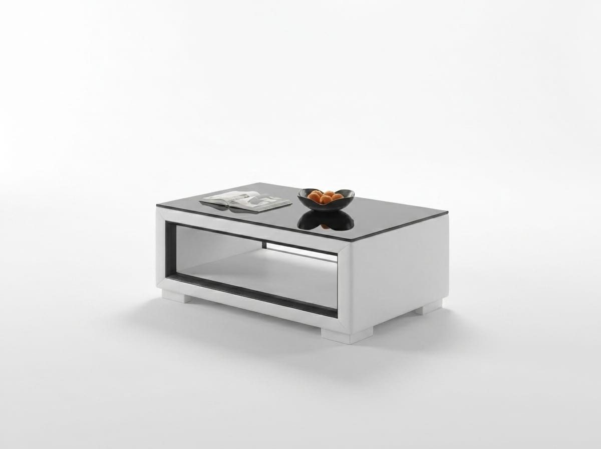 Xlmoebel Stehtisch Eleganter Couchtisch in Weiß mit Glasplatte für modernes, Made in Europa