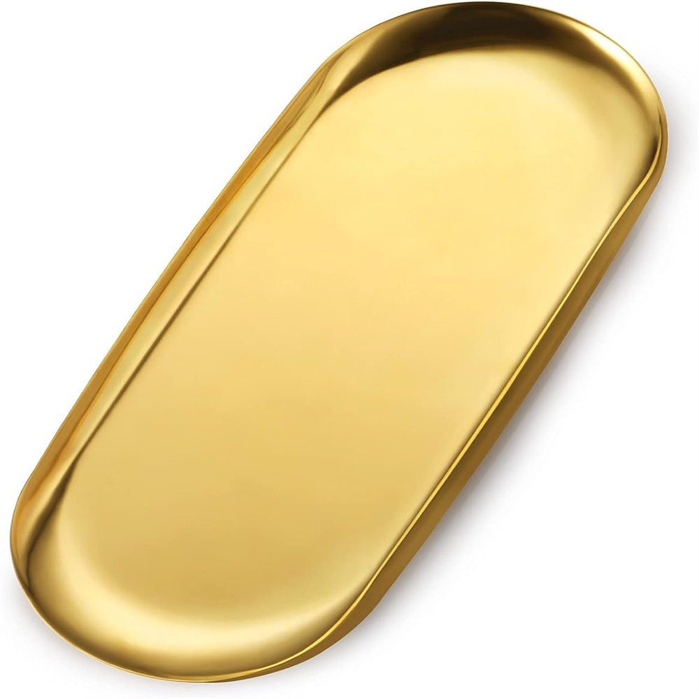 Servierteller Deko 30 Ablageschale, Runxizhou Servierplatte cm 9.5 Edelstahl x (1-tlg) Tablett goldene
