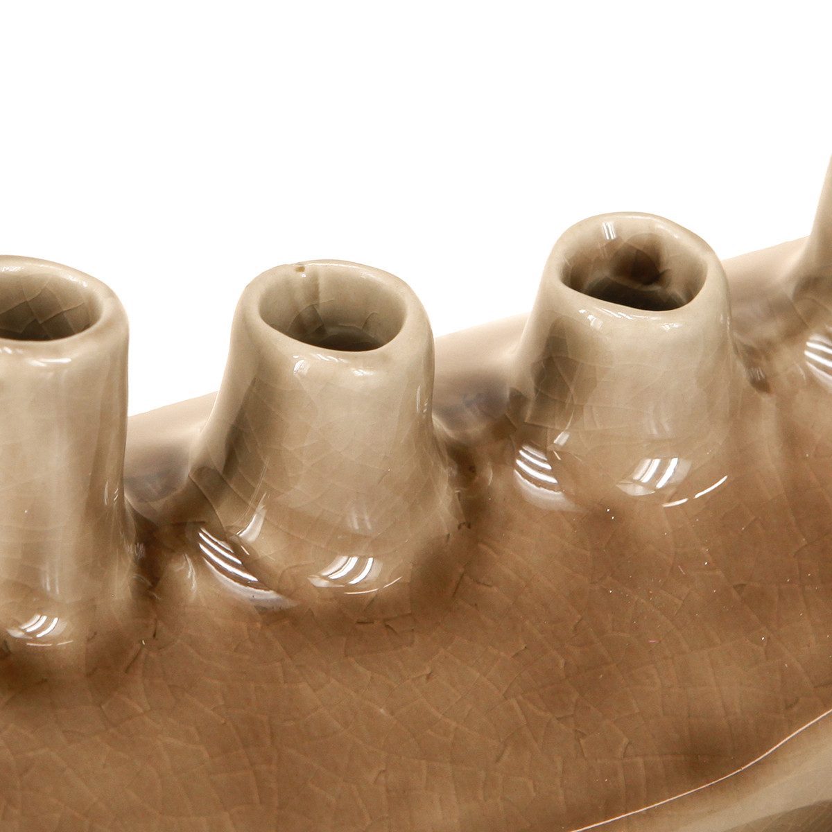 Florists Products Übertopf Deko Keramik Schiffchen Vase Braun 23x8,5cm H11cm Dekoration