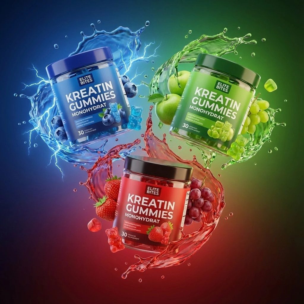 Riyashop Gummibärchenmaschine Elite Bites Kreatin Gummies, Blaubeere Geschmack, 120 Stück 1,25g
