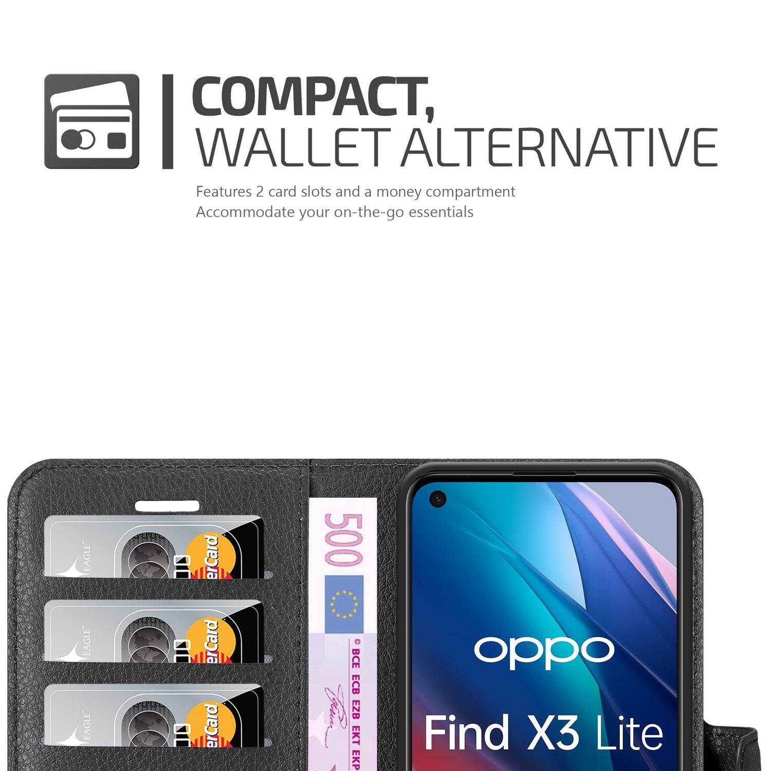 Cadorabo Handyhülle für Oppo FIND X3 LITE Hülle Oppo FIND X3 LITE, Hülle Schutzhülle mit Standfunktion, Kartenfach und Magnetverschluss