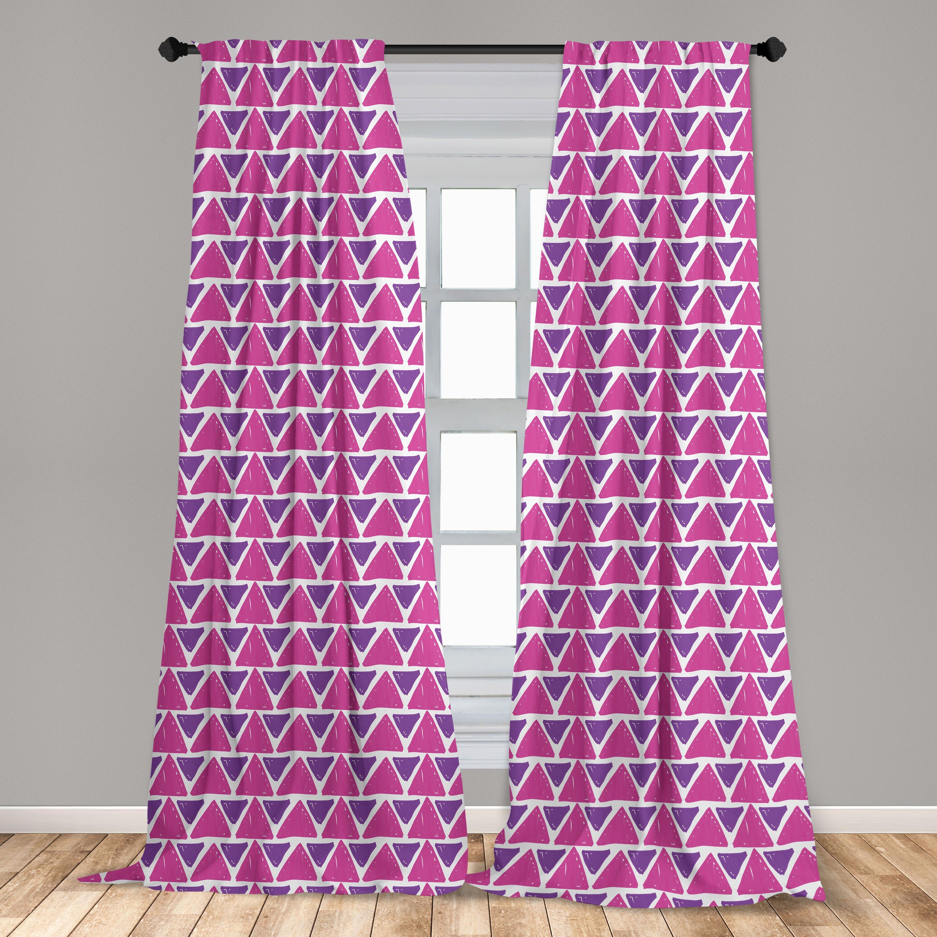 Gardine Vorhang für Wohnzimmer Hand Schlafzimmer Microfaser, Drawn Geometrisch Triangles Dekor, Abakuhaus