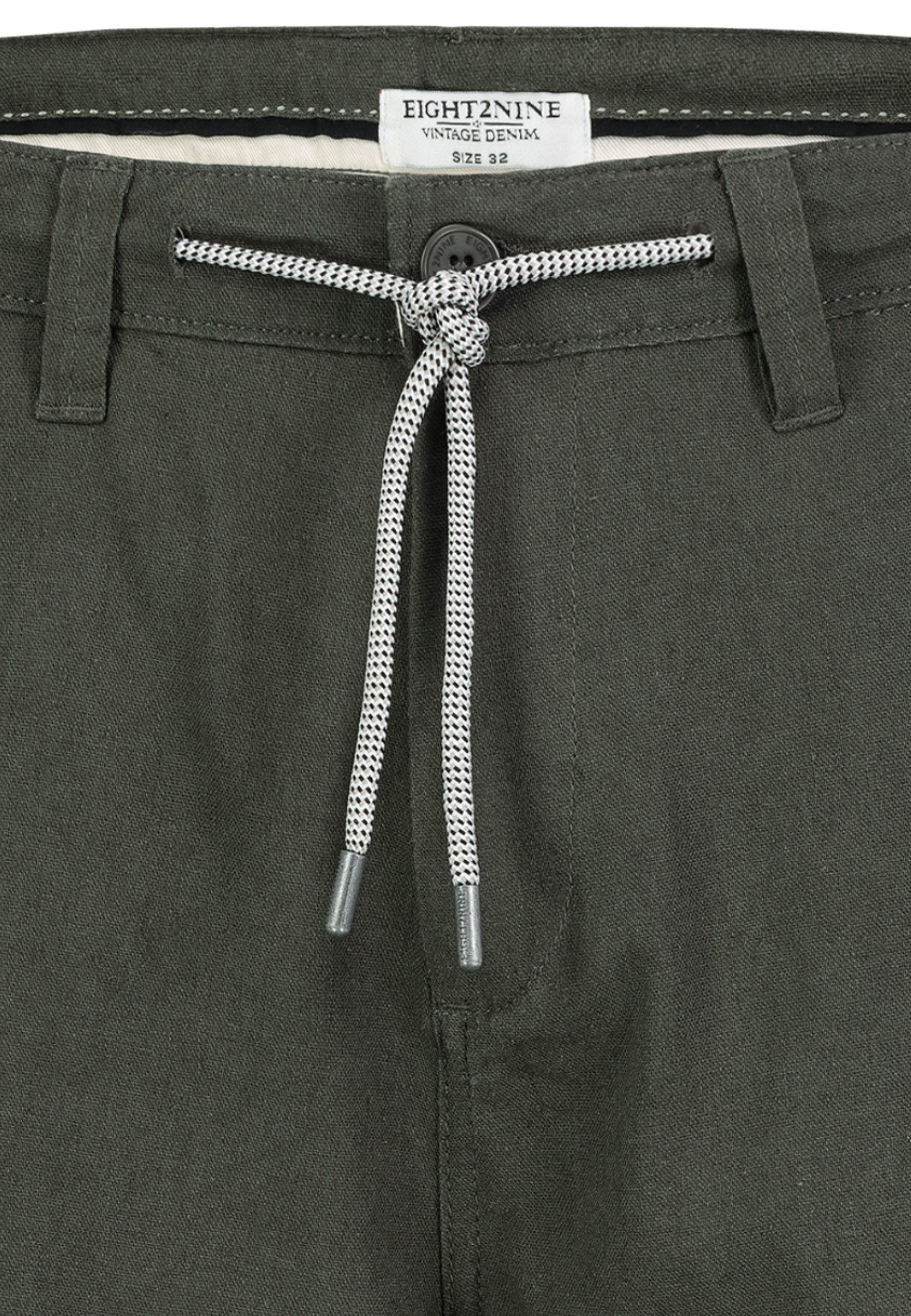 Eight2Nine Cargoshorts Vintage-Style Leinen Bermuda mit Kordelzug und Taschen für Herren Lyocell nachhaltig Normal Fit Einfarbig wärmend Casual-Style