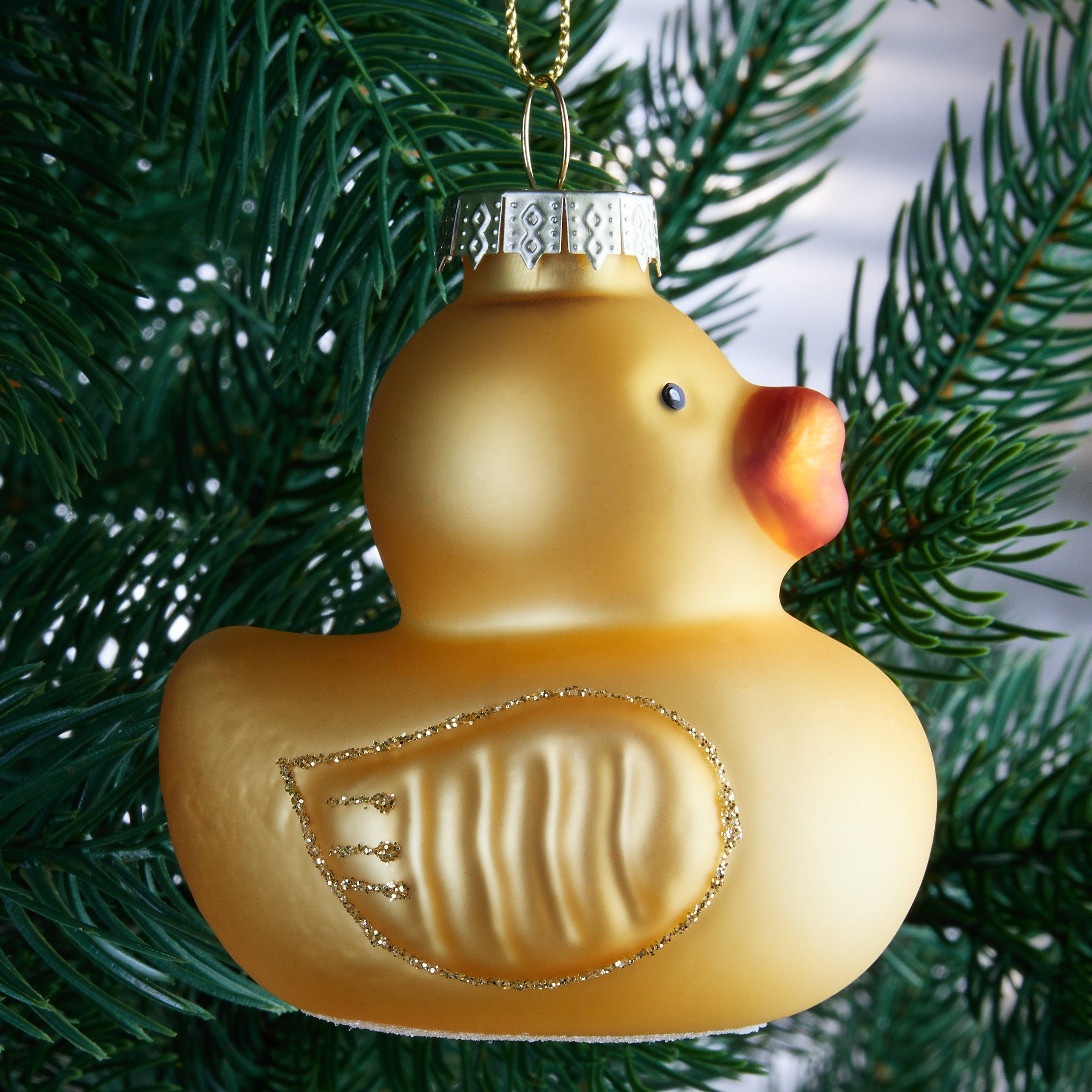 BRUBAKER Christbaumschmuck Quietscheente Gelb Weihnachtskugel aus Glas - Ch günstig online kaufen