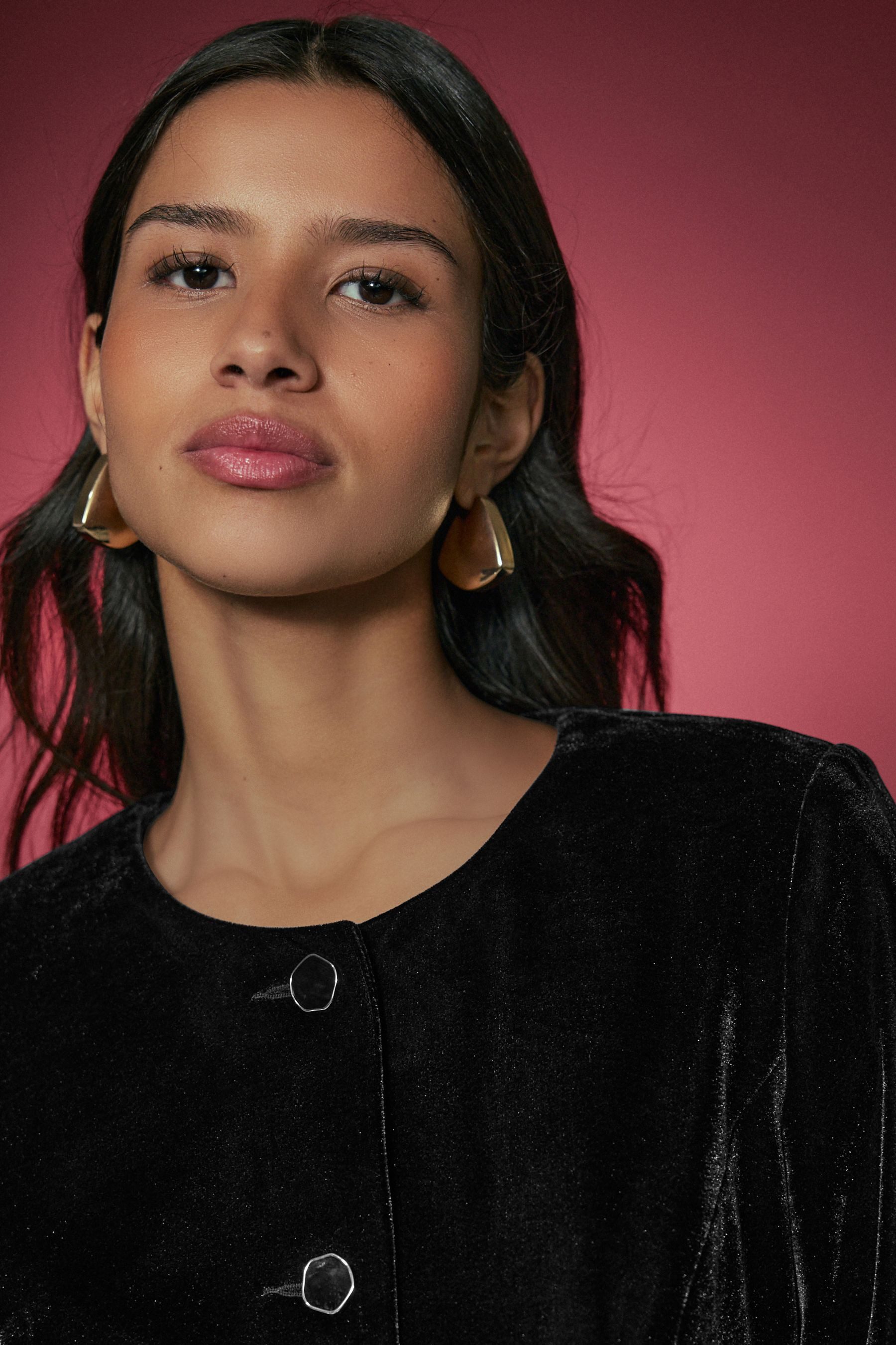 Next Jackenblazer Kragenlose Samtjacke (1-tlg)